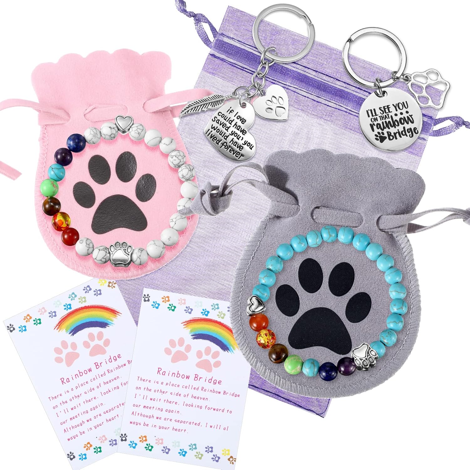 Jadive 9 Pieces Pet Memorial Set Includes 8 mm Rainbow