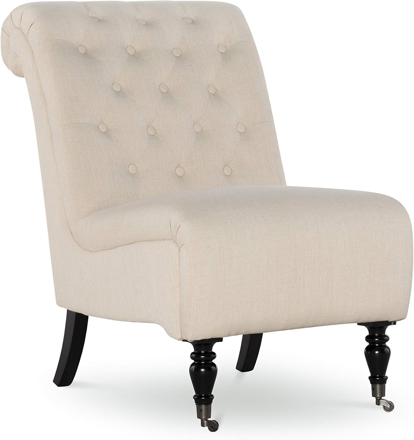 Linon Cora Natural Roll Back Tufted Chair