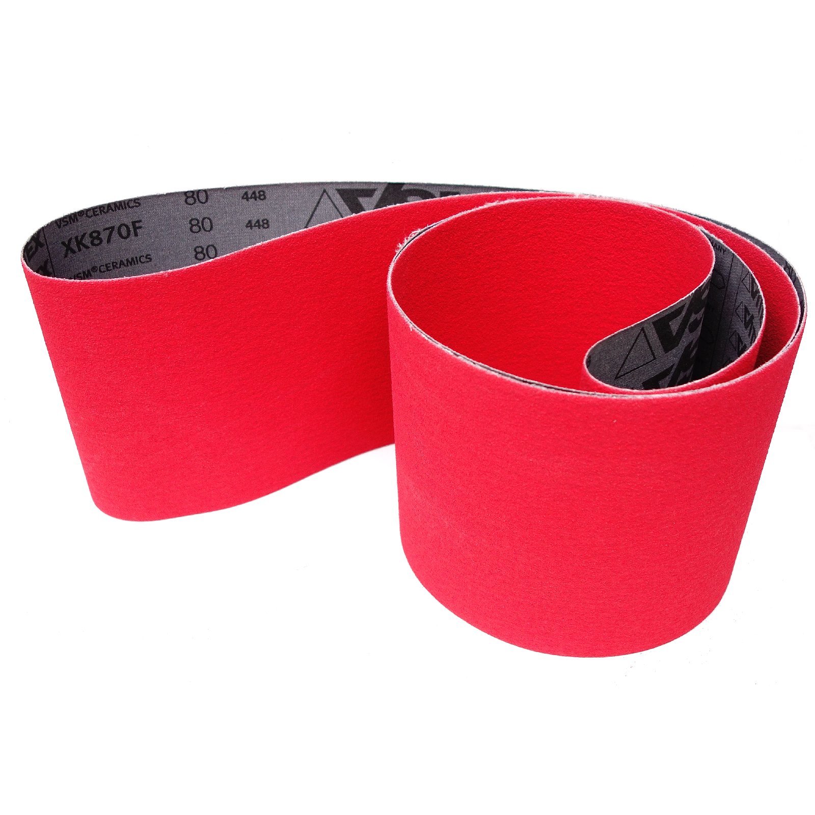 VSM Schuurband XK870F, 75 x 2000 mm, korrelgrootte P80, 5 stuks, agressieve keramische korrel voor metaal, roestvrij staal, zeer flexibele weefselonderlegger voor contourslijpen, professionele