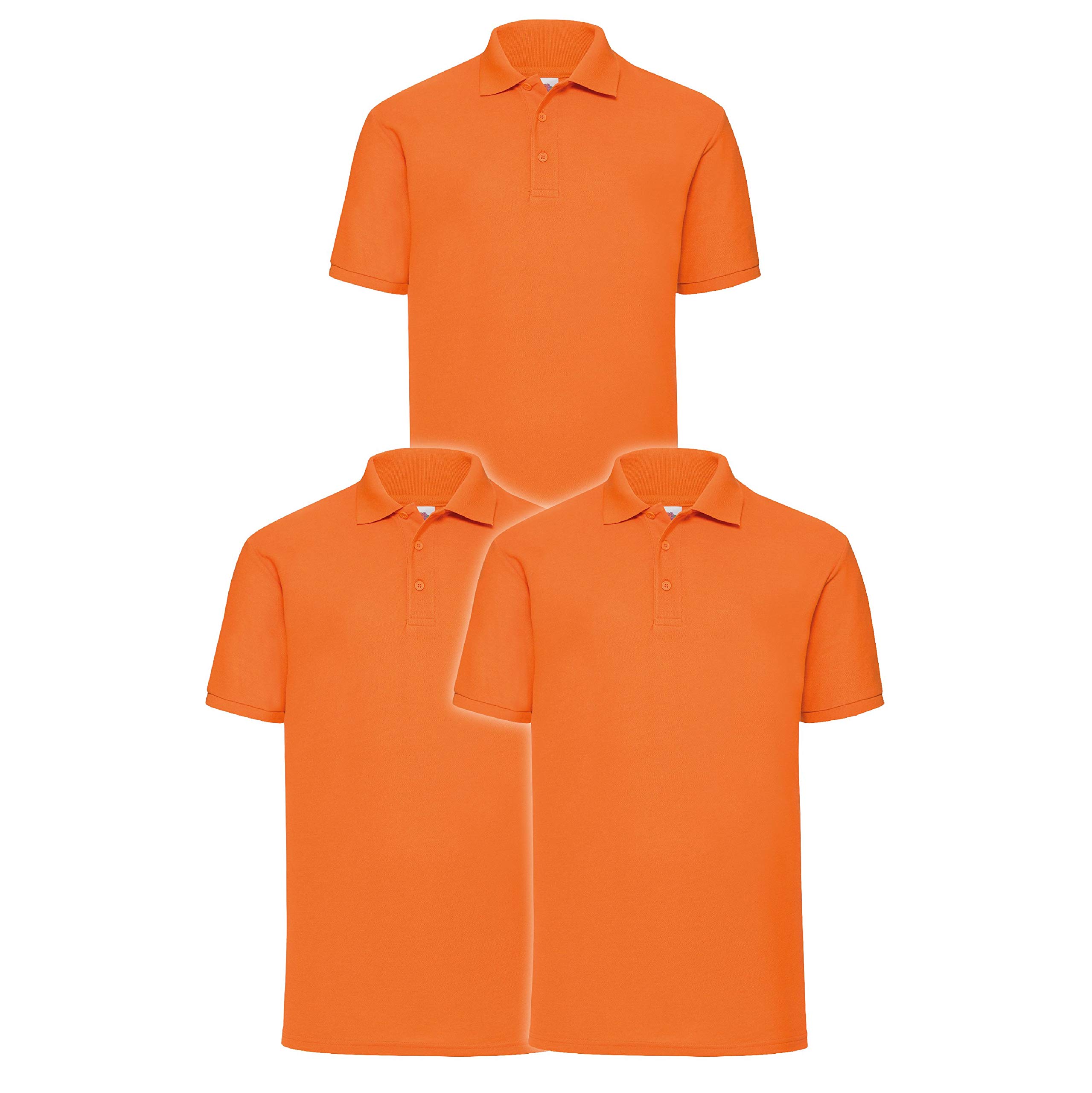 Fruit of the Loom Men’s Polo Shirt, Pack of 3 - Orange - XXX-Large