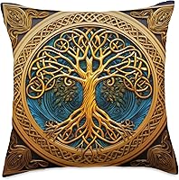 Vista 5 de Celtic Irish Gift Ideas Celtic Tree of Life Knot Triskele Triquetra - Almohada de 16 x 16 pulgadas, multicolor