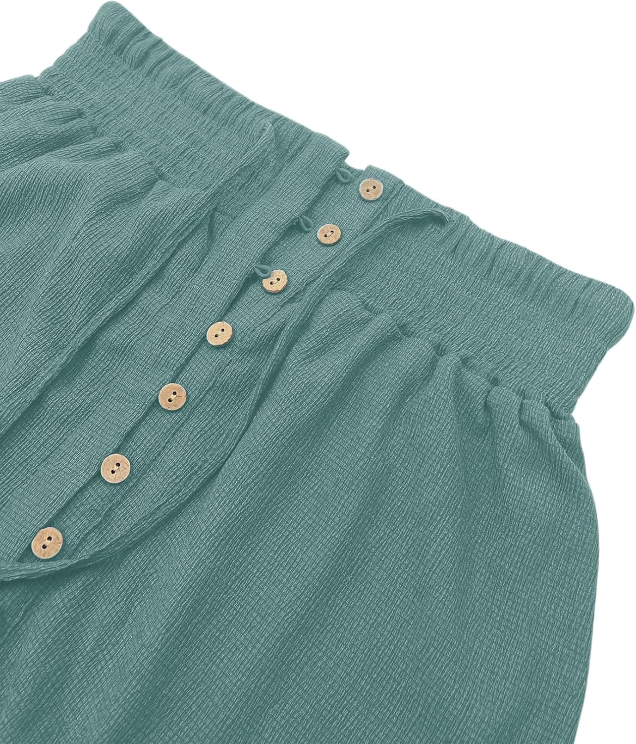 Minclouse Women's Elastic Tie Waist Button Down Maxi Skirts Casual Loose Flowy Swing Slit Front Dress - Image 5