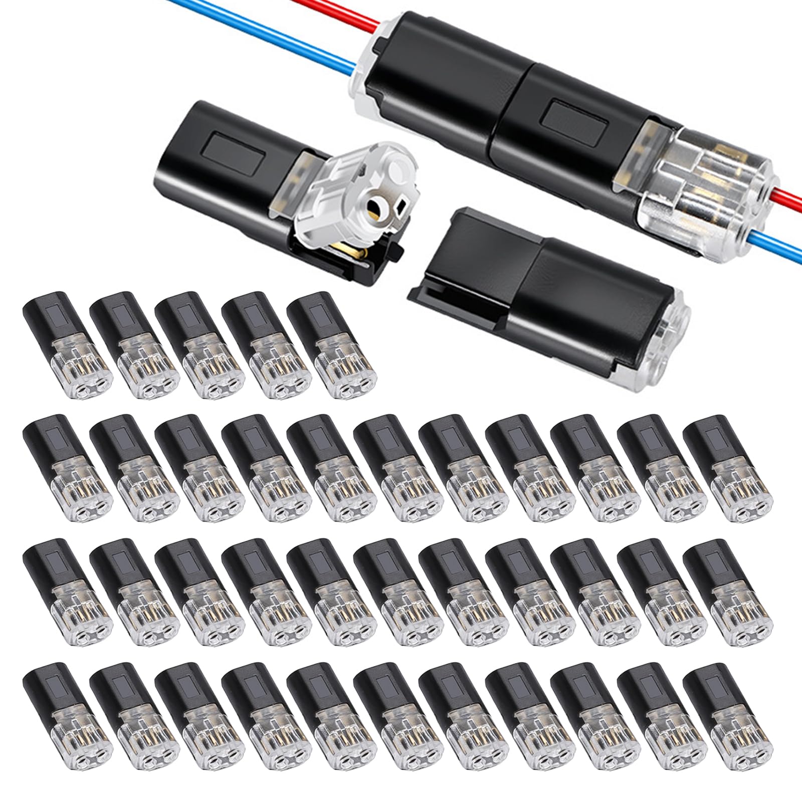 Oavie 40 Pcs 2 Pin Waterproof Automotive Connectors, 2 Way Sealed Electrical Wire Connectors with Male & Female Terminals, IP67 Waterproof Quick Disconnect Plug for Car, Motorbike, Marine & Truck