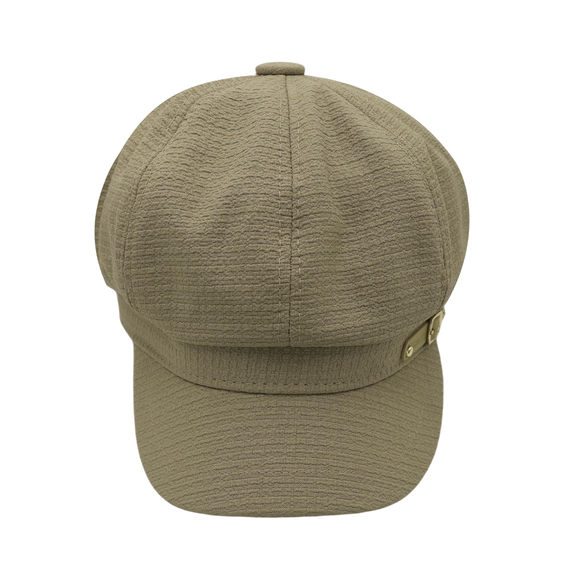 JUMISEE Fashion Tweed Newsboy Cap for Women Warm Visor Beret Cabbie Hat Octagonal Pageboy Cap with Metal Buckle Khaki