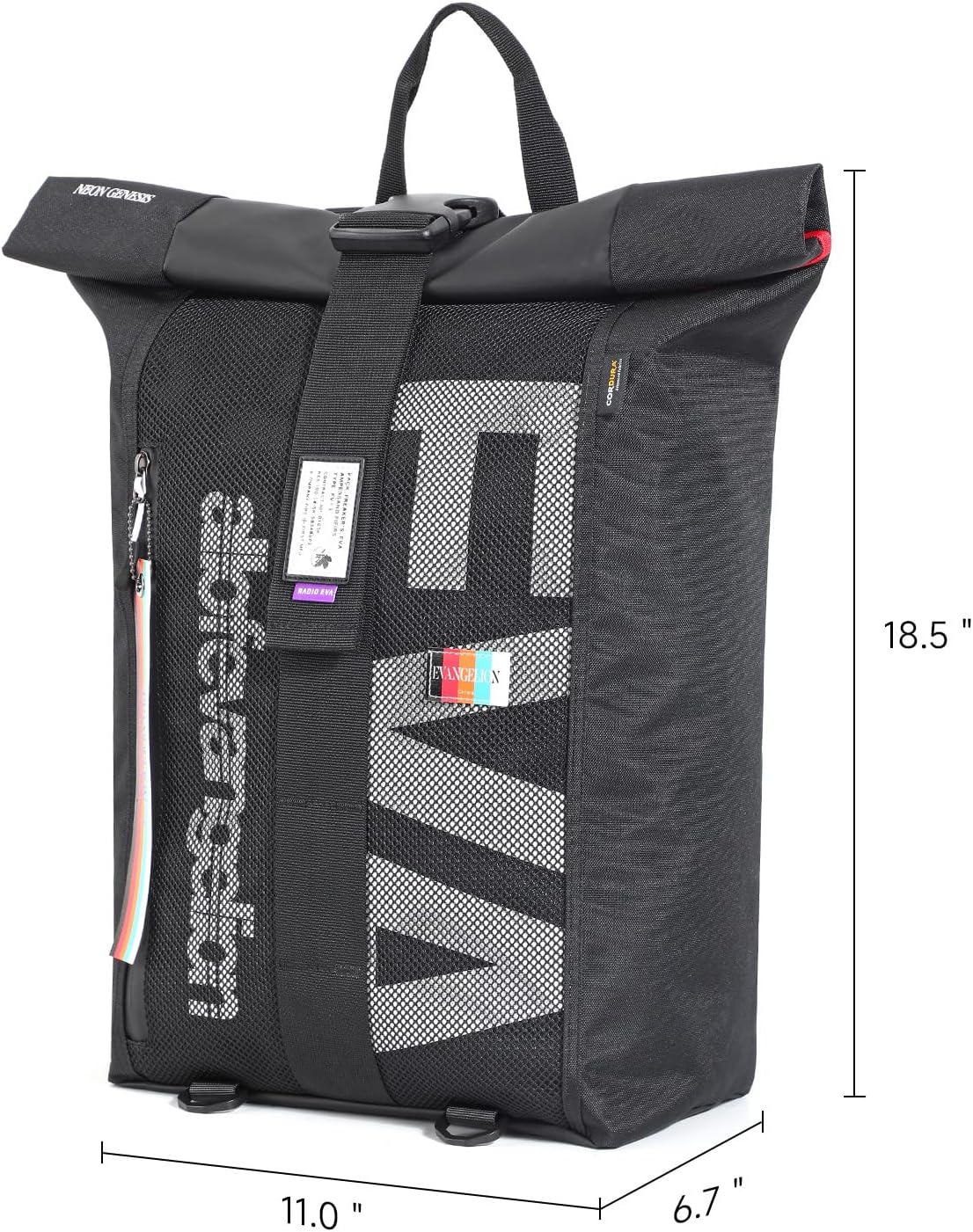 FIREFIRST Neon Genesis Evangelion New Collaboration Series 17 Inch Roll Backpack with Waterproof Liner