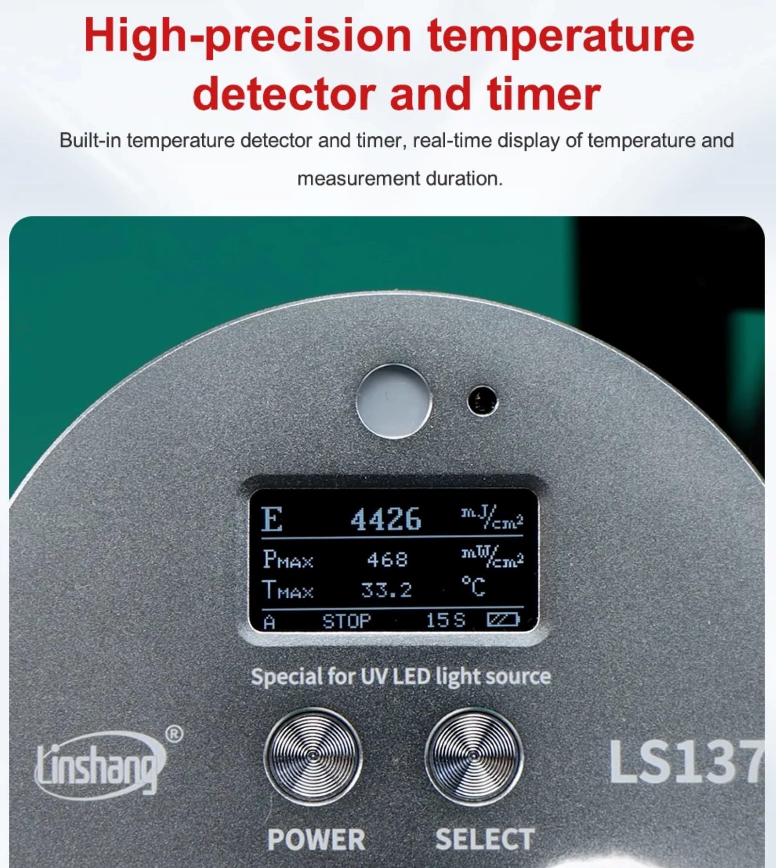 LS137 UVA-LED-Energiemessgerät UV-Strahlenmessgerät für 365nm 385nm 395nm 405nm UV-Tinten-Klebstoff-Beschichtungshärtung Belichtung Druck