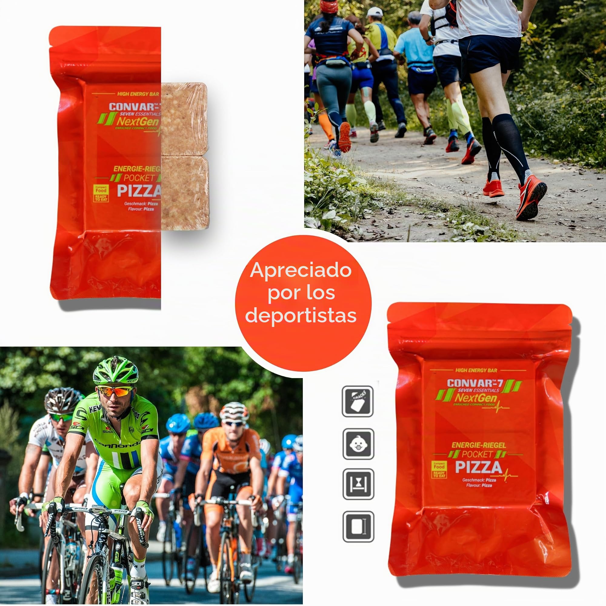 CONVAR-7 Barrita Energética Pizza Ración de Supervivencia Emergencia