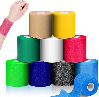 9 Pieces Foam Underwrap Bandage Sports Pre-Wrap Foam Athletic Tape Elastic Underwrap for Ankles Wrists Hands and Knees, 2.75 Inch x 30 Yards, 9 Colors