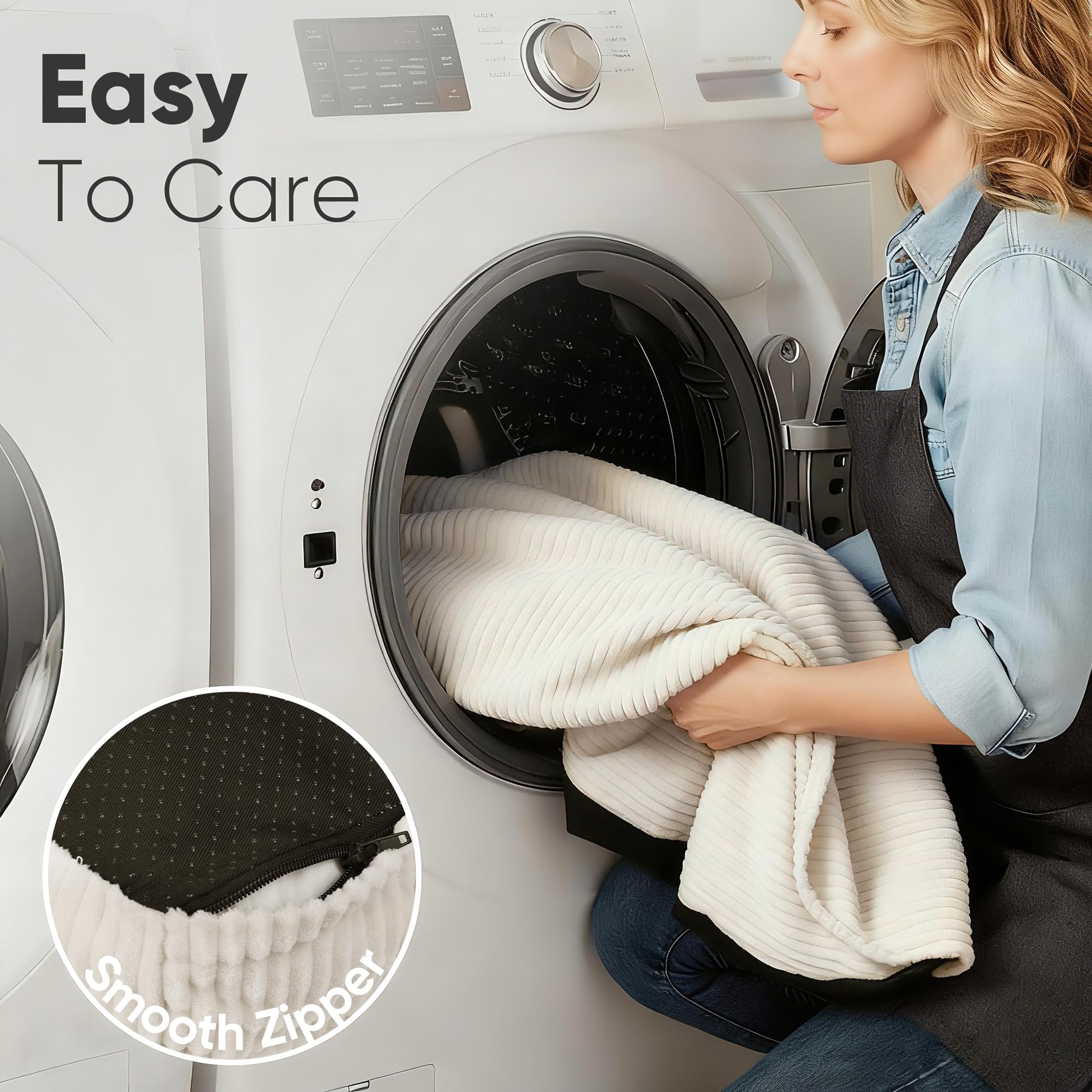 FUKUMARU Cat Couch Bed, Corduroy Cozy Cat Bed for Indoor Cats with Removable Washable Cover, Supportive Anti-Slip Dog Beds Sofa for Small Dogs Cute, 27inch, Medium, Cream