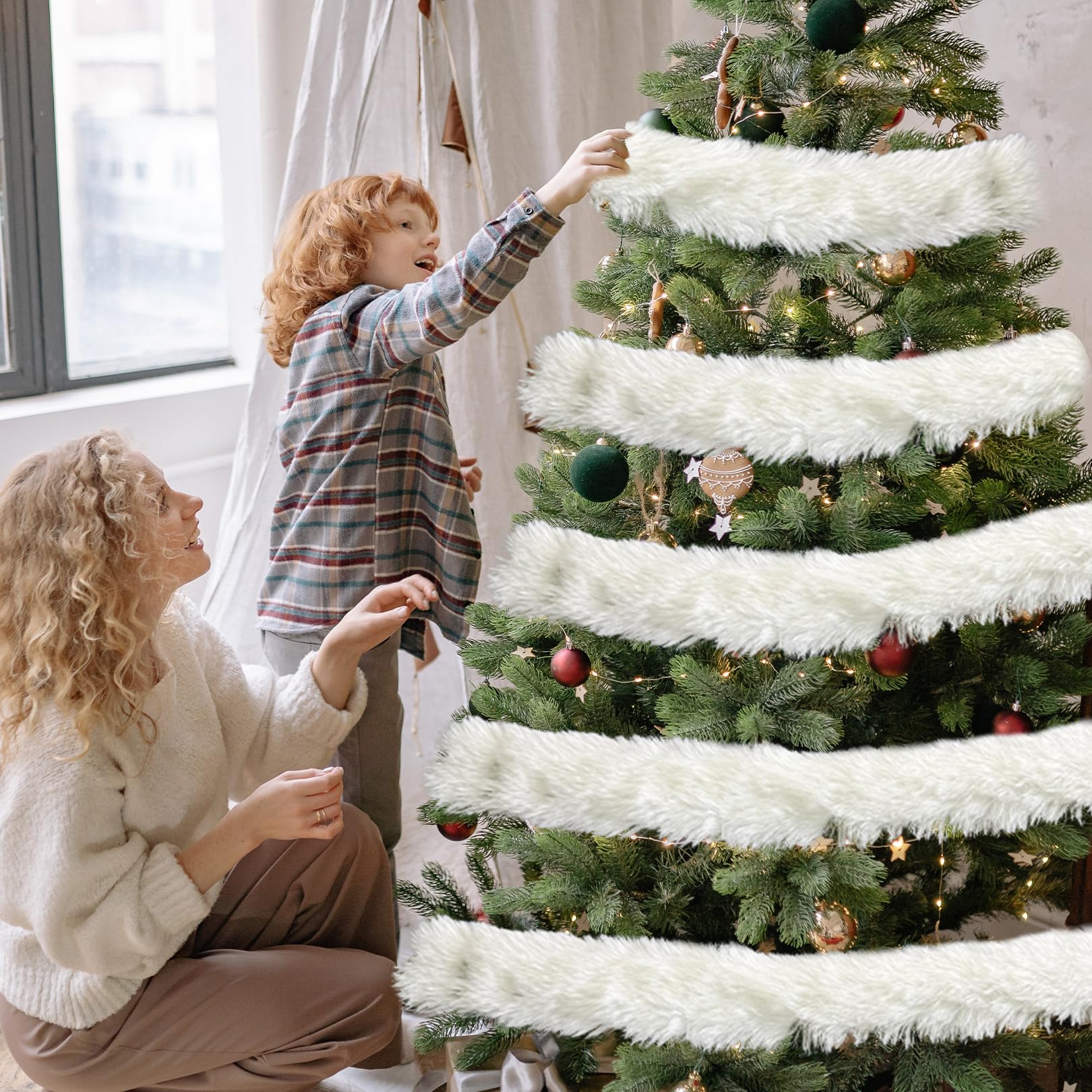 Weihnachtsbaum Deko Weiß,5.5m Weihnachten Weiss Baum Girlande Kette