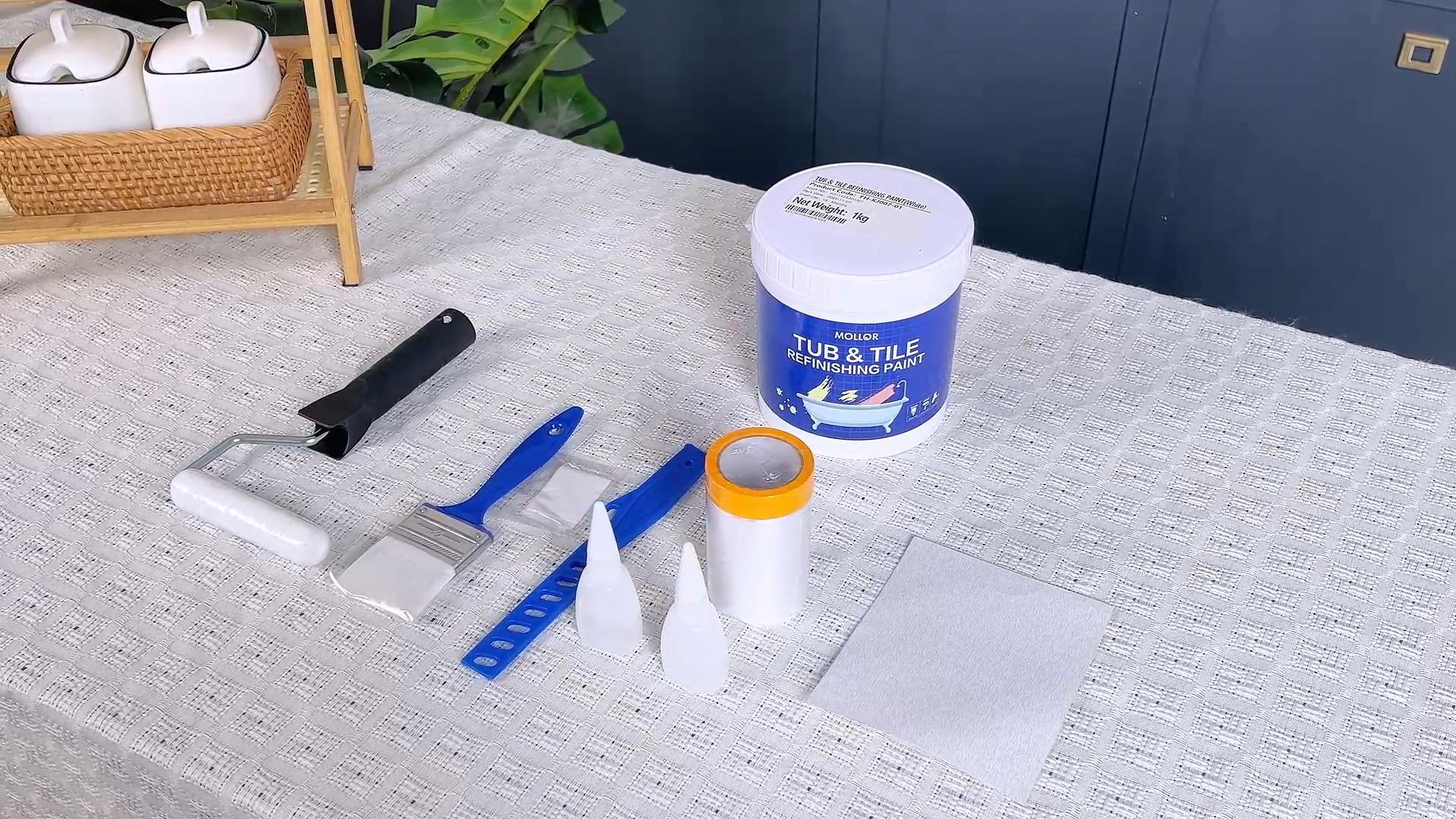 Kit de Restauración para Bañera y Azulejos, Pintura para Azulejos Blanco Semi-Brillante de 17oz miniatura 7