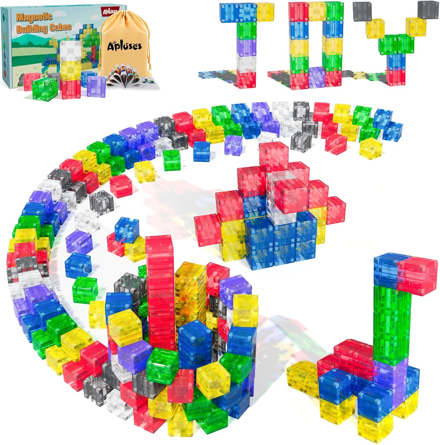 32PCS Magnetic Building Blocks – Transparent Magnetic Cubes, STEM Magnet Toddler Boys Toys for kids age 3-5 ,Travel Sensory Autism Preschool Montessori Toys for 3+ Year Old, Birthday Girls Gifts