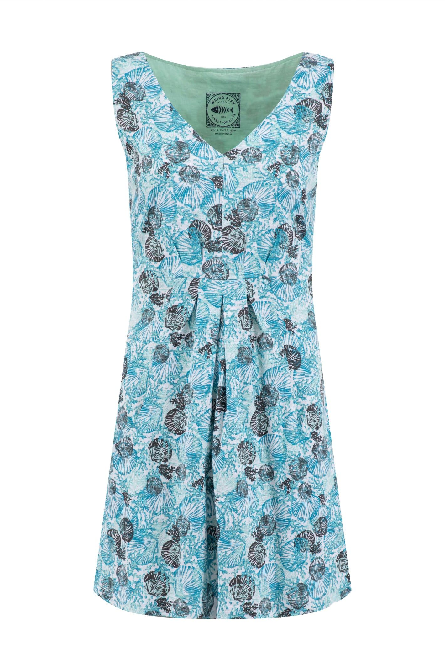 Weird Fish Women's Aqua Indus Printed Jersey Tunic In | Size: 18