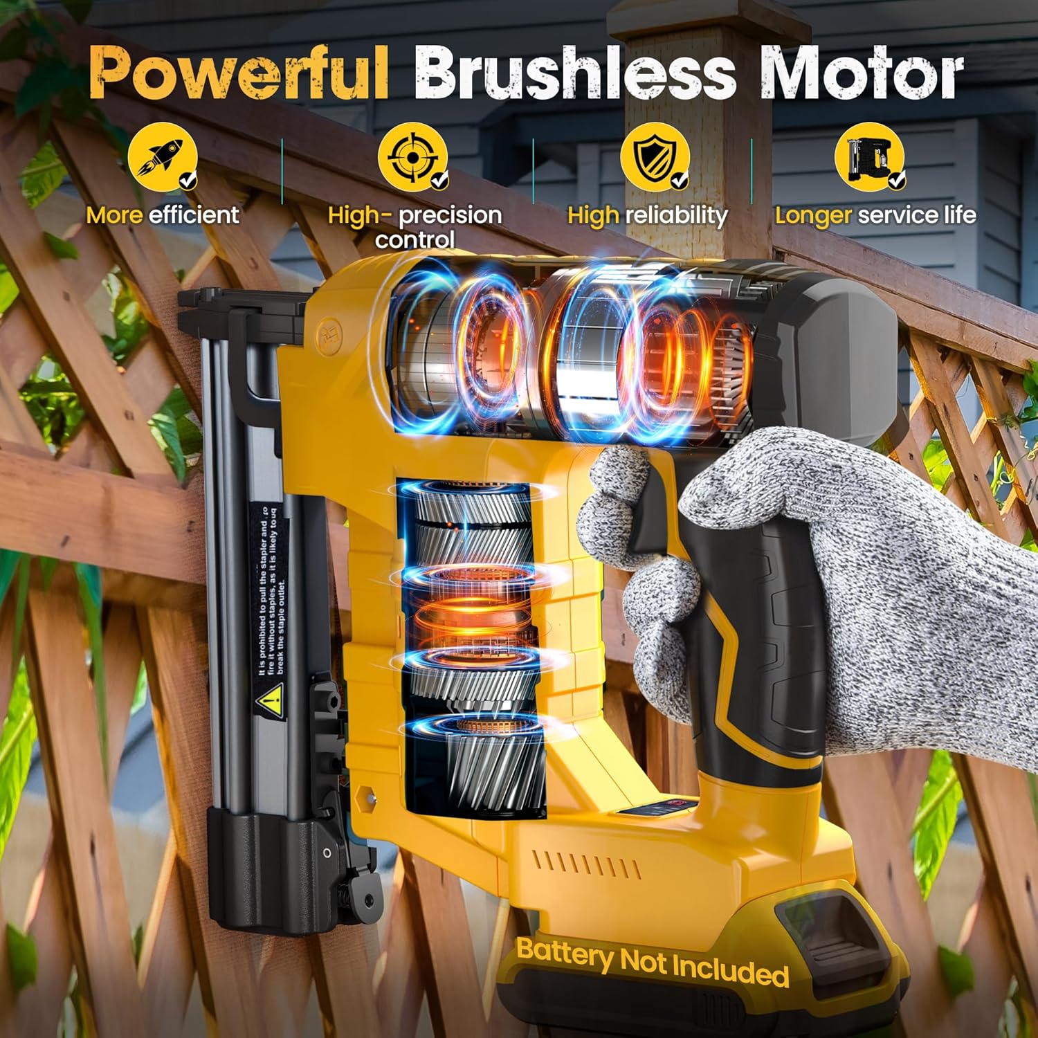 18GA Cordless Brad Nailer & Staple Gun - Compatible with Dewalt 20V Battery - 2-in-1 Brushless Nail Gun with 1000 Nails & Staples - Professional Home Improvement Tool(No Battery)