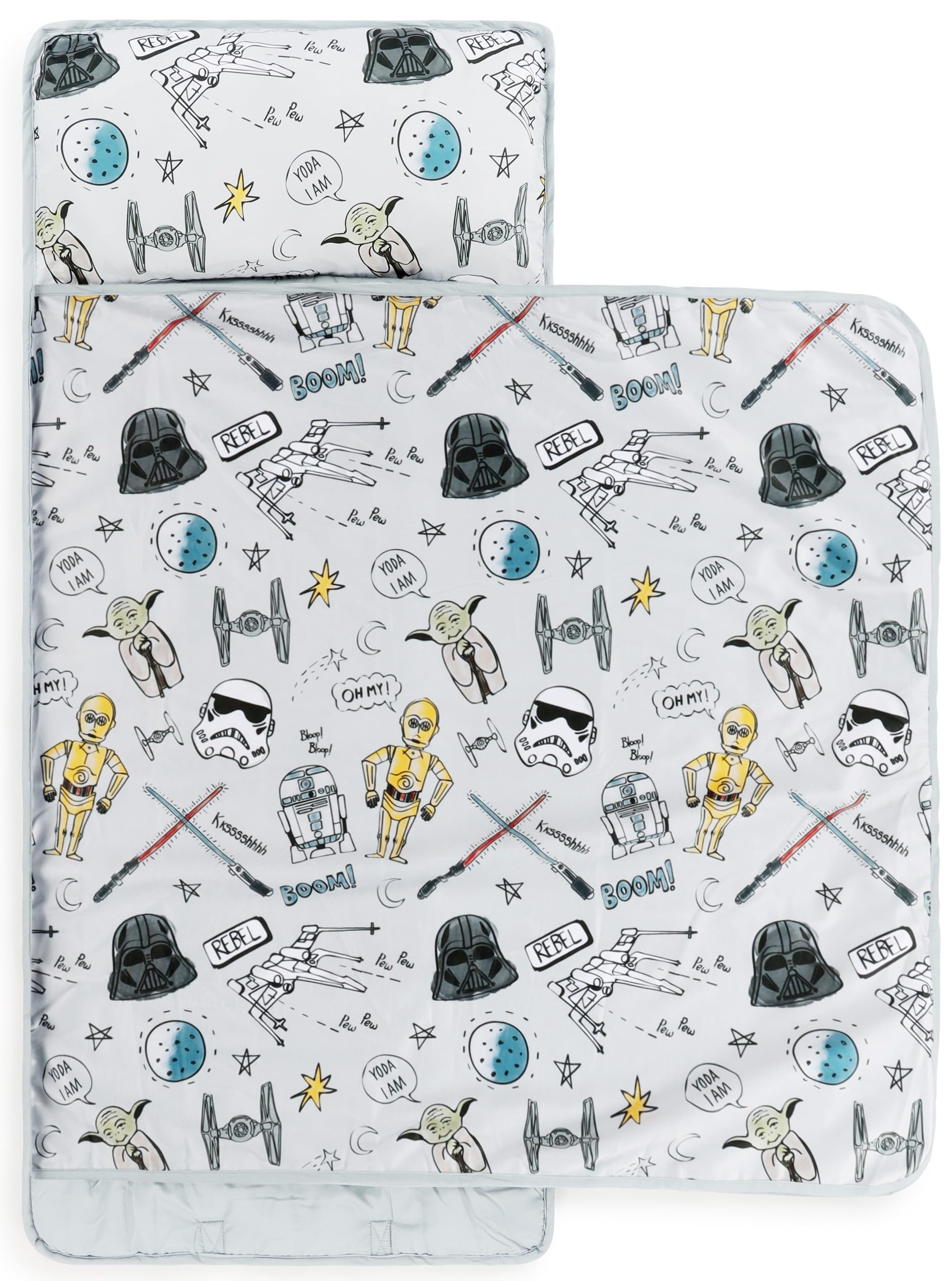Jay Franco Star Wars Schlafmatte für Kinder mit integriertem Kissen und Decke – weicher Mikrofaser-Schlafsack für Kindergarten, Schule & Übernachtungen 51 x 117 cm