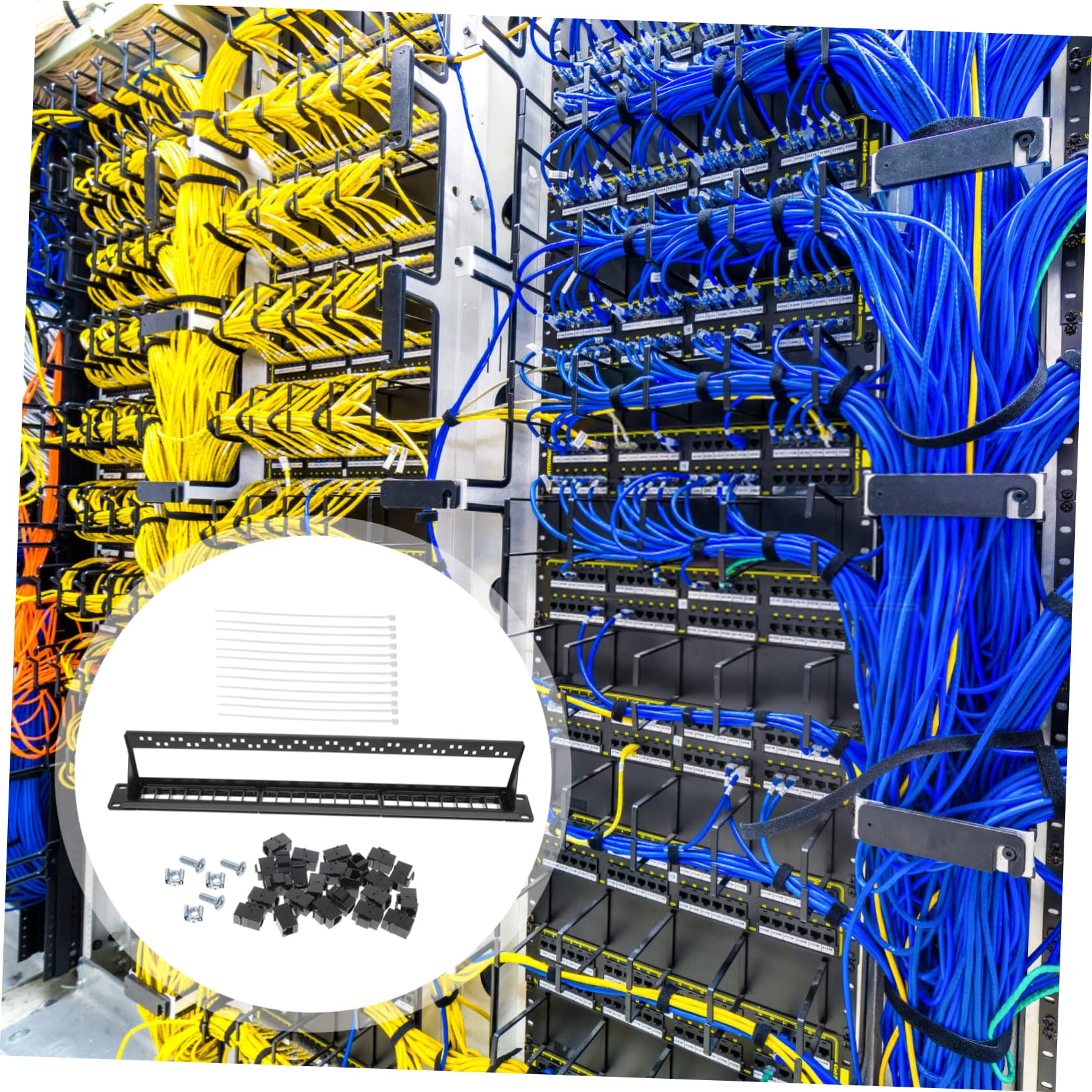 Panneau de Brassage Réseau 24 Ports Cat5e Noir en Plastique