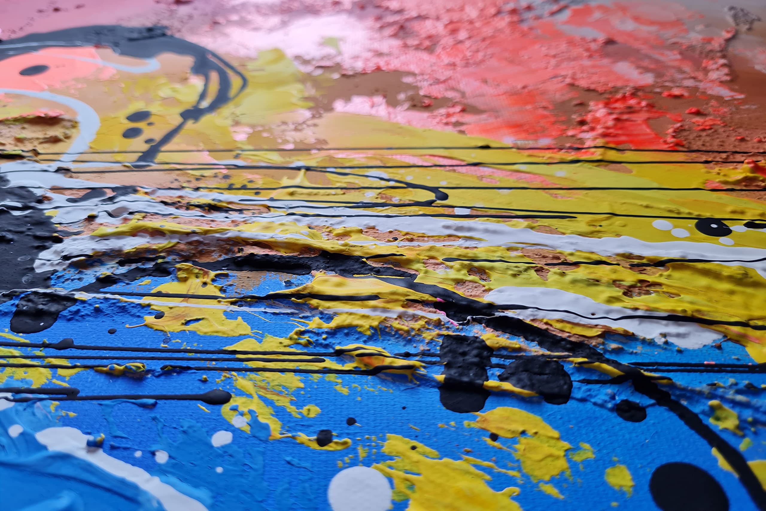 Tableau Peint à la Main 140x70 cm Toile sur Cadre en Bois