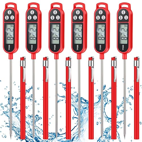 Copkim 6 Pcs Food Thermometer Instant Read Probe BBQ Red