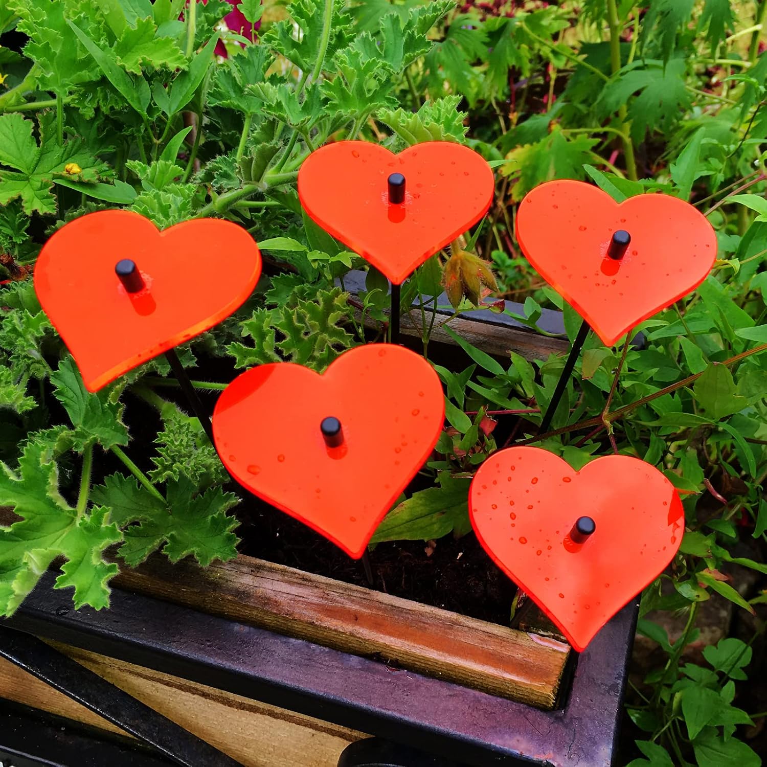 SunCatcher Garden Decor Ornaments Hearts, Set of 5 Decorative Garden Stakes, 25cm/10'' high Outdoor Yard Accessory - Image 4
