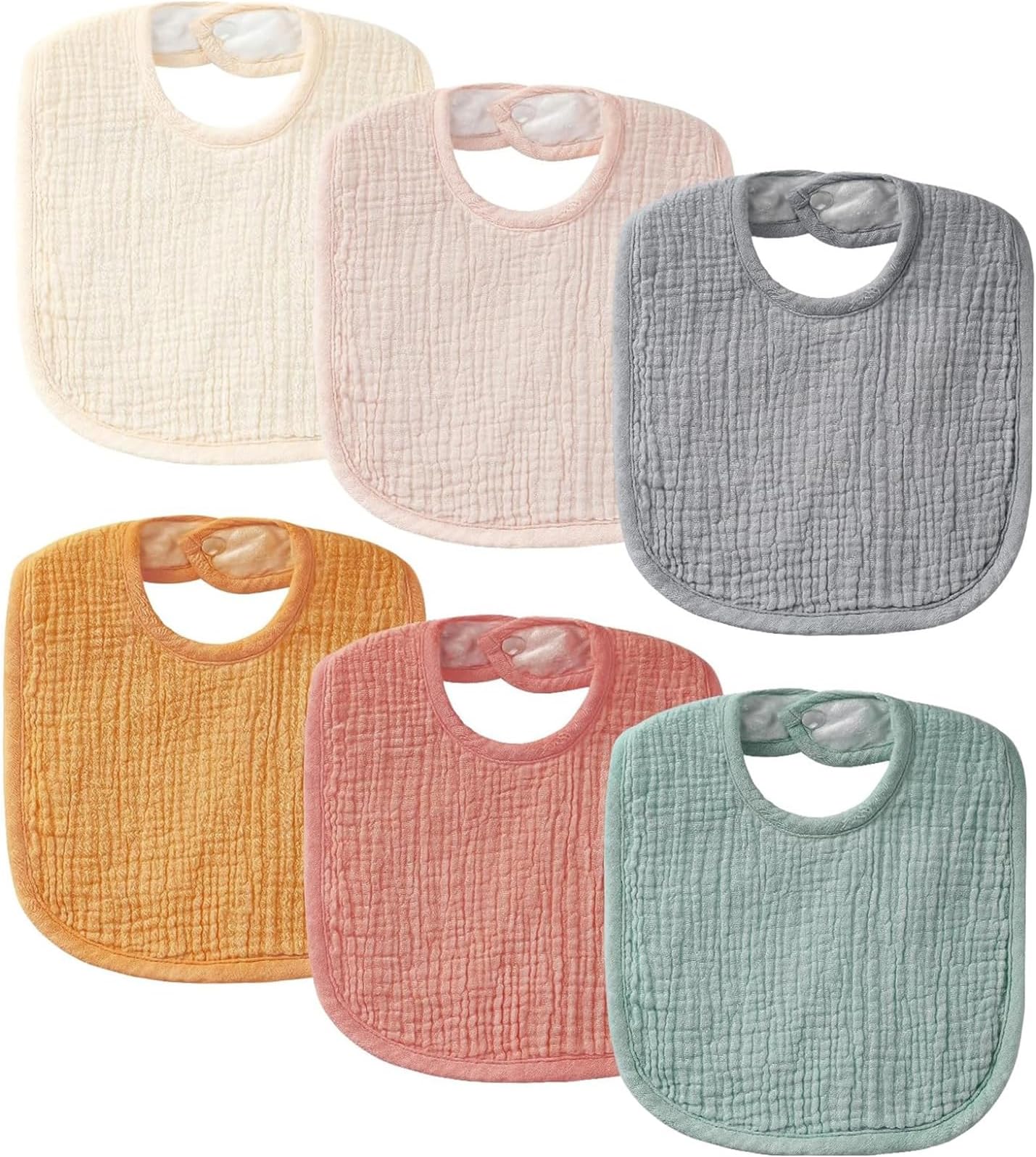 Baby Bandana Dribble Bibs, 6 Pack Cotton Muslin Baby Bibs with 2 Adjustable Snap Soft and Absorbent Baby Drool Bibs for Newborn Baby Girl Boy Toddlers
