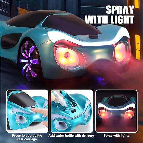 Miniatura 3 de Auto a control remoto, juguetes para niños de 4, 5, 6, 7, 8, 9, 10, 11, 12 años, auto de acrobacias a control remoto con spray ligero y sonido,