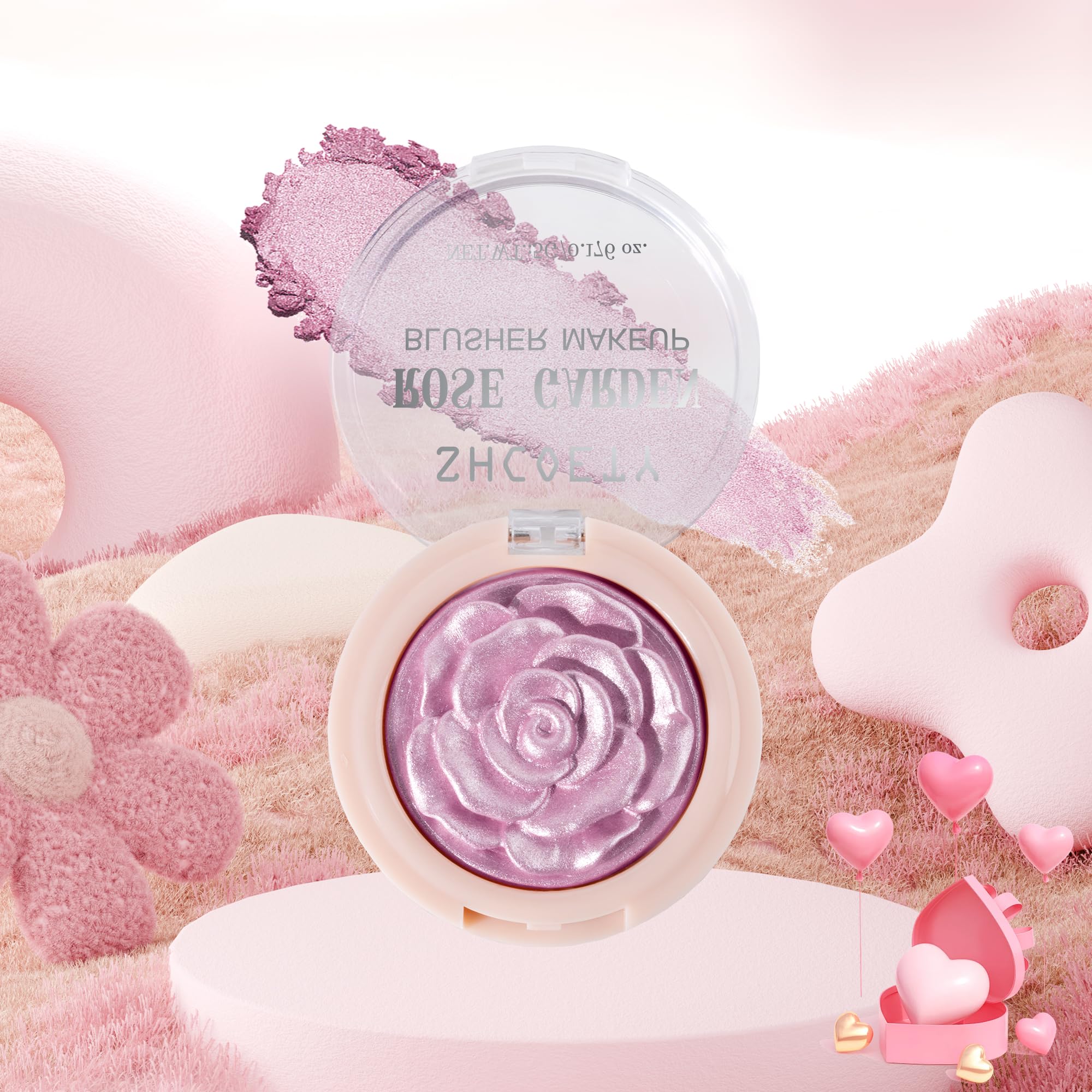 Rose Garden Blusher Makeup, Shimmering Pink Powder Blush, 0.46 oz (03, 5g)