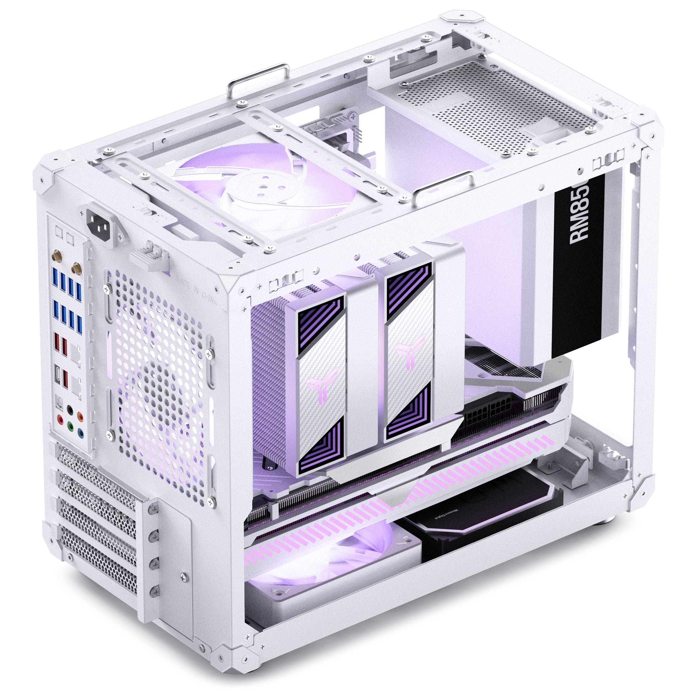 Jonsbo C6 MAX Case PC bianco – case mATX compatto con maniglia, mesh per il flusso d’aria, spazio per GPU fino a 335mm, dissipatore CPU fino a 170mm, 5 posizioni per ventole