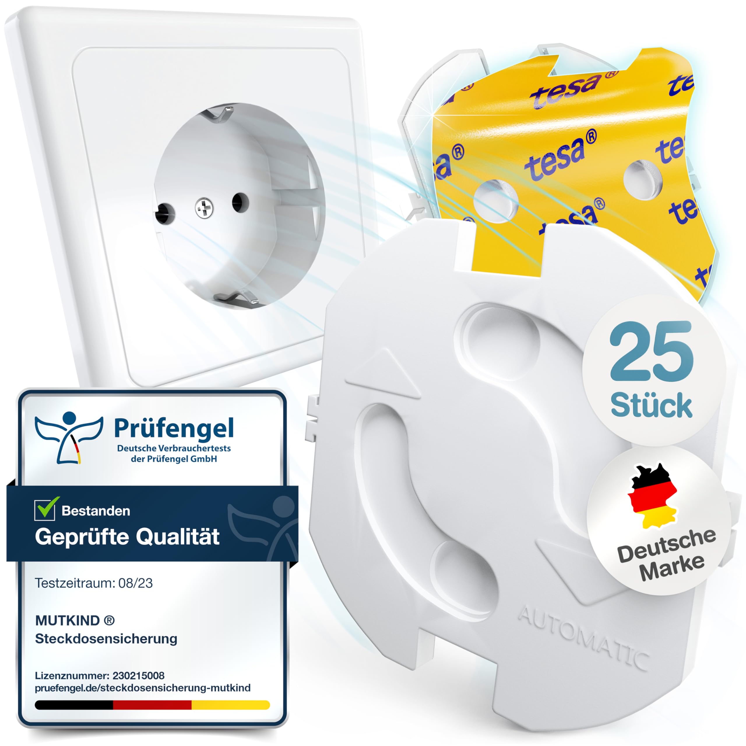 MUTKIND® 25x Steckdosen Kindersicherung - (Mit Kleber von TESA) Steckdosenschutz Kindersicherung mit Drehmechanik - Kindersicherung Steckdose - Steckdosensicherung Baby