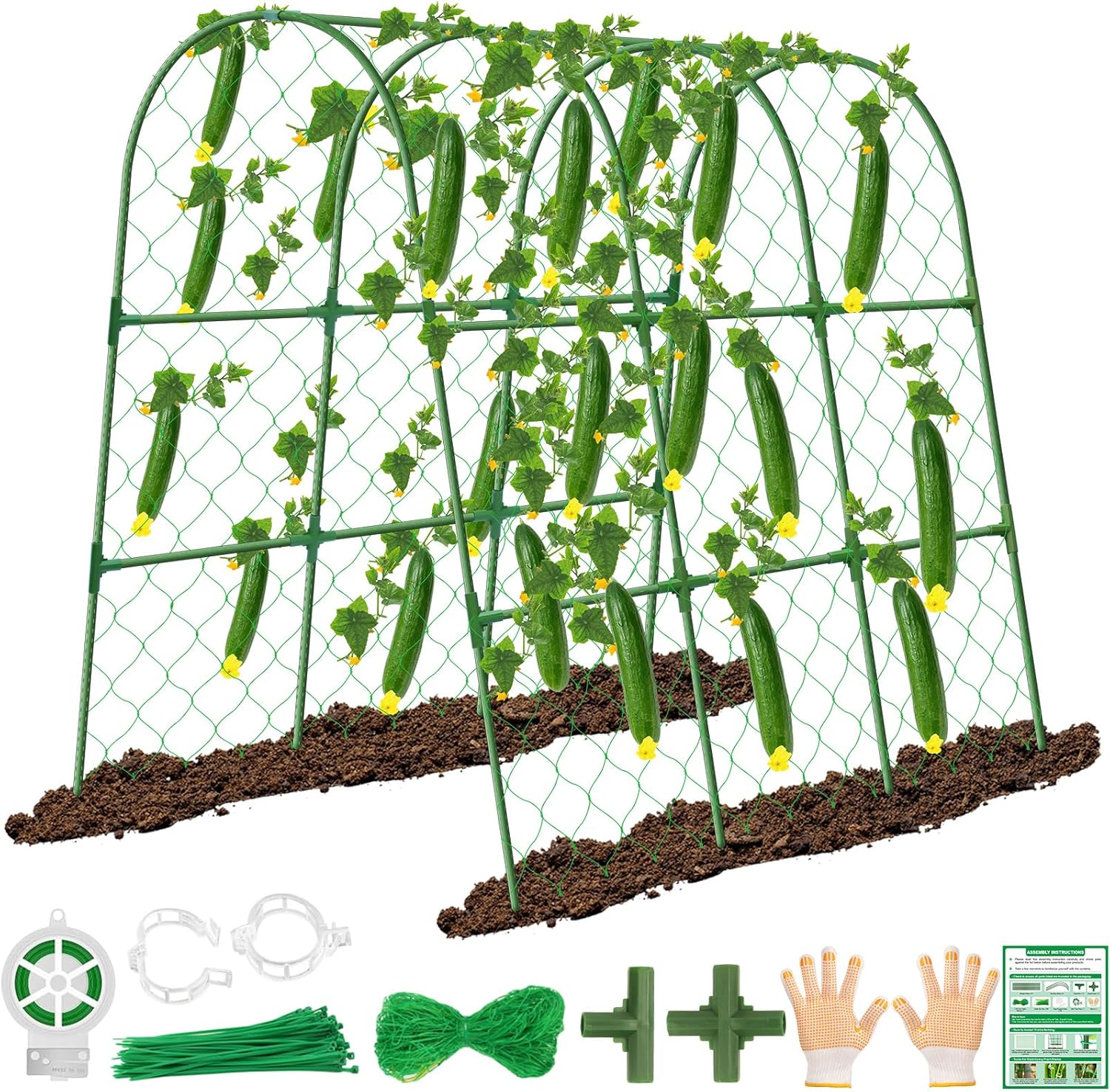 Cucumber Trellis for Raised Bed, 48x48 inch U-Shape Metal Garden Trellis for Climbing Plants Outdoor, Cucumber Trellis for Garden, Arch Garden Trellis for Plants, Vegetables, Flower