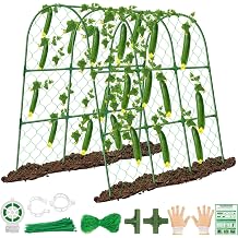 Raised Bed Cucumber Trellis 48"x48" U Shaped Metal Garden Trellis for Vine Plants Outdoor Garden Arch Trellis Vegetable Cucumber Trellis Fruits Vegetables Flowers