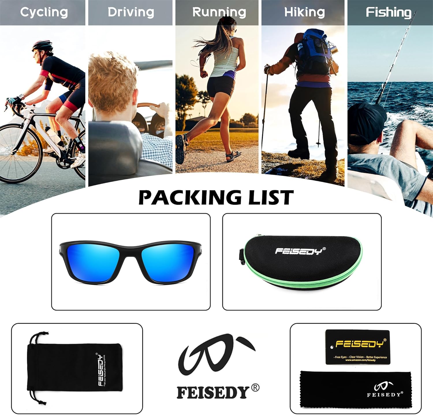 FEISEDY Sports Polarized Sunglasses For Men Women Cycling Driving Fishing Running UV400 Protection B0125 - Image 6