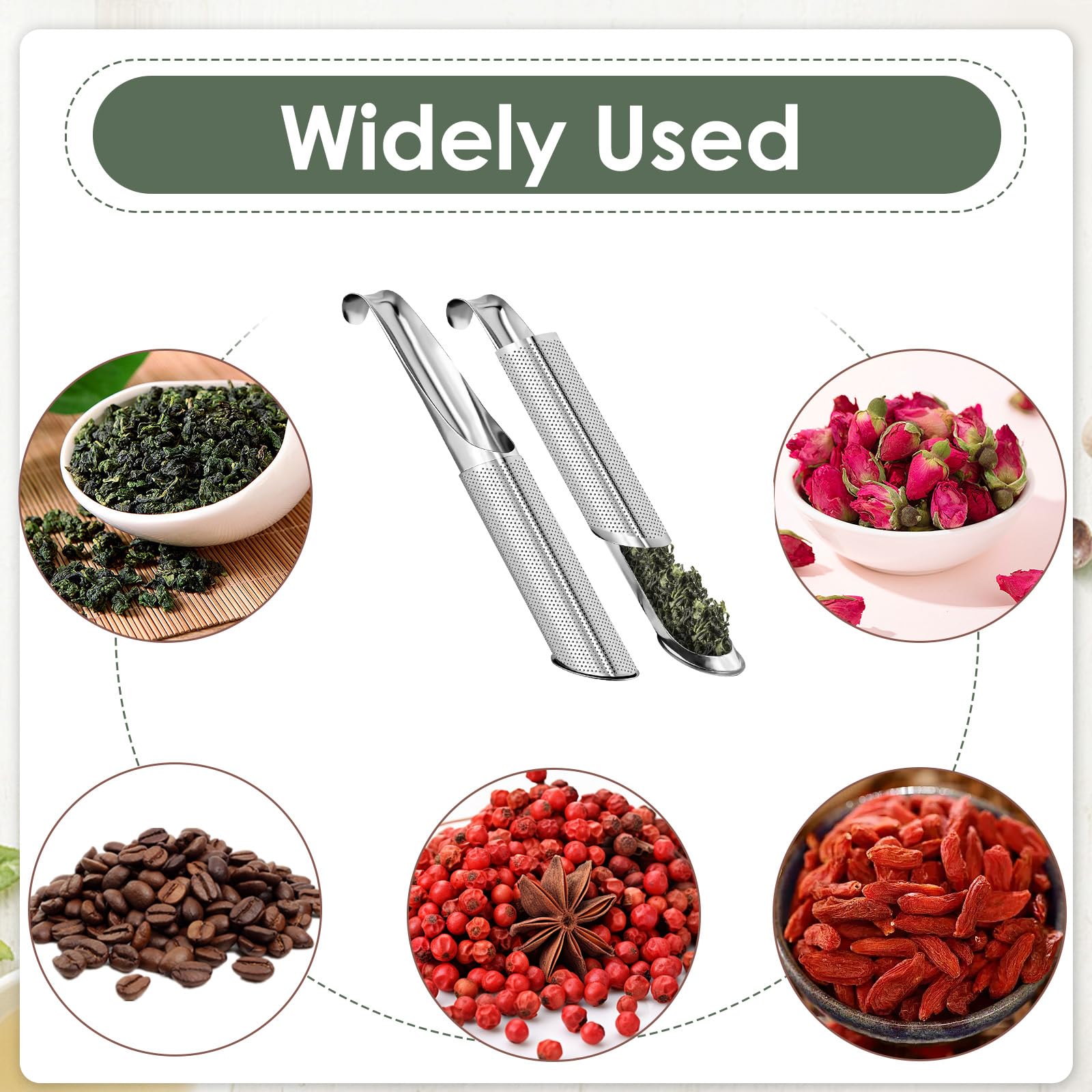 BendJoy® Tea Strainer Stainless Steel with Storage Holder, Pipe-Shaped Tea Infuser, Tea Filter with Hanging Hook for Loose Tea, Coffee, Spice, and Herbs 4