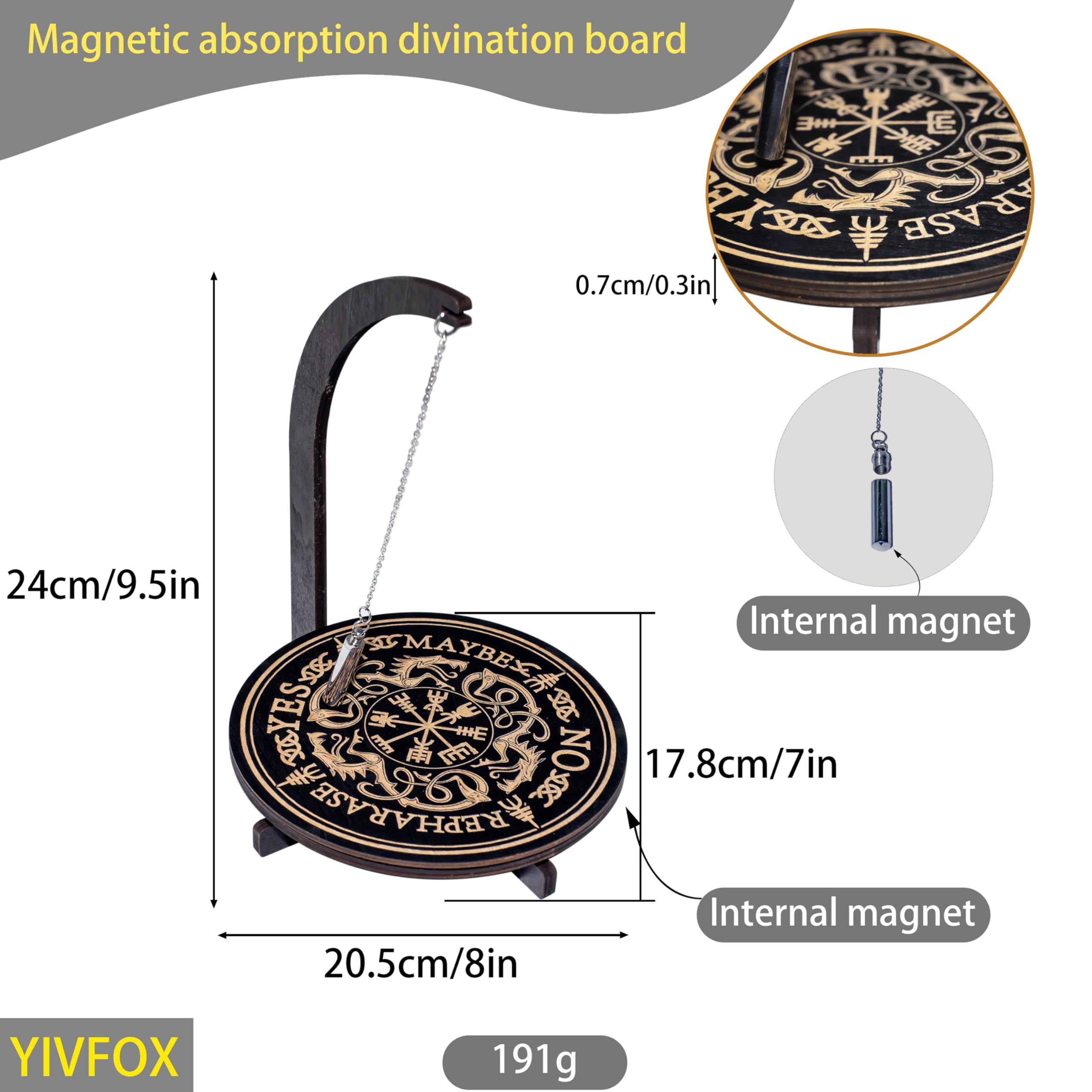 YIVFOX Mysterious & Divination Pendulum Stand Magnet (4 Patterns Total) - 24x8.5x7 Inch Magnetic Spiritual Decision Making Tool (Nordic Dragon Darring Stand) - Image 3