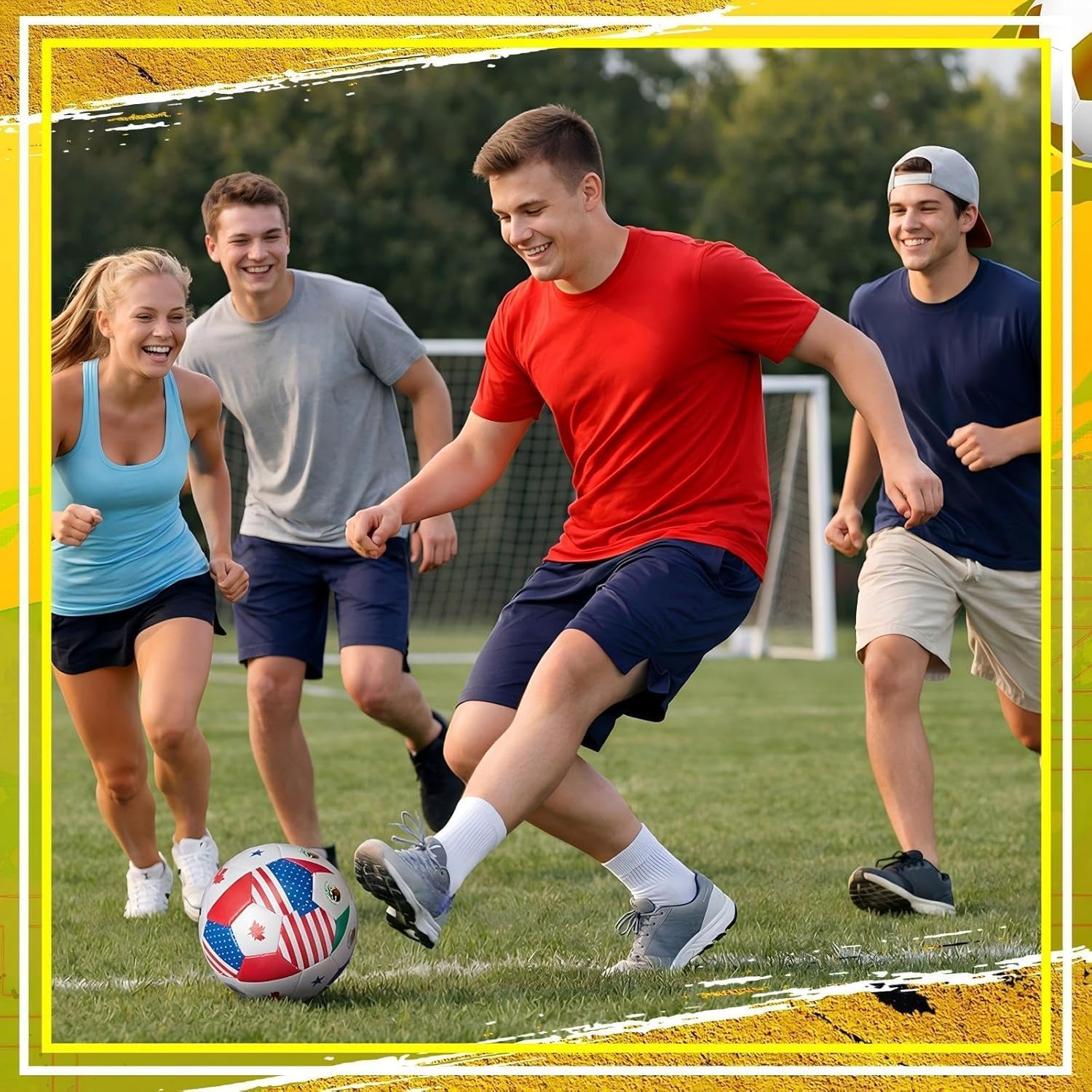Civaner World Flag Soccer Ball Country Flags Training Ball International Multi Country Design with Pump Needle and Storage Bag for Team Practice Club Soccer Fan Birthday Gifts