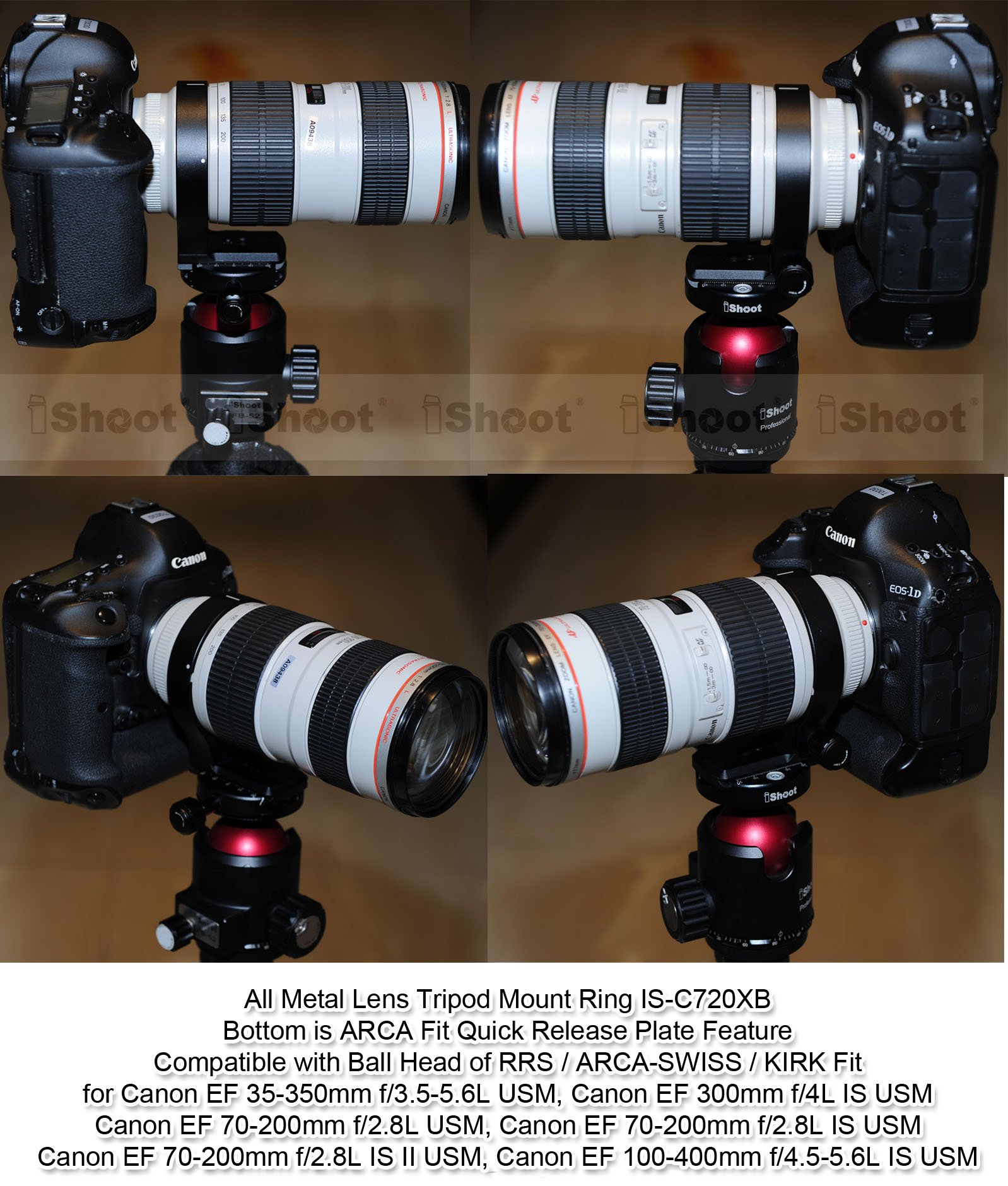Kołnierz podtrzymujący obiektyw pierścień do montażu na statywie kompatybilny z Canon EF 70-200 F/2.8L USM, 70-200 F/2.8L IS USM, 70-200 F/2.8L IS II (III) USM, 100-400 F/4.5-5.6L IS USM, 300 F/4L IS