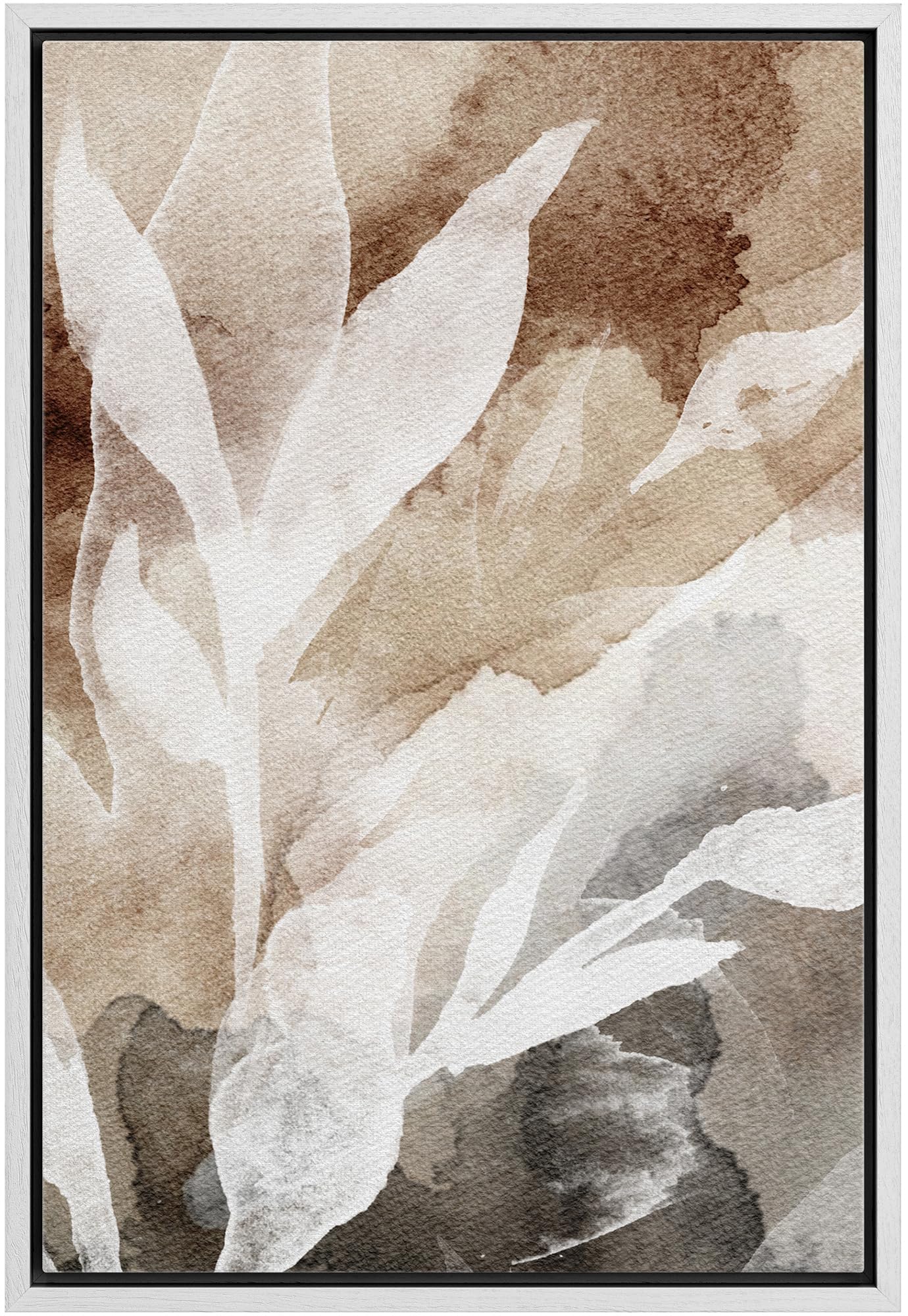 wall26 Framed Canvas Print Wall Art Silhouettes in Harmony A Study of Plants in Watercolor Shades Nature Wilderness Illustrations Modern Art