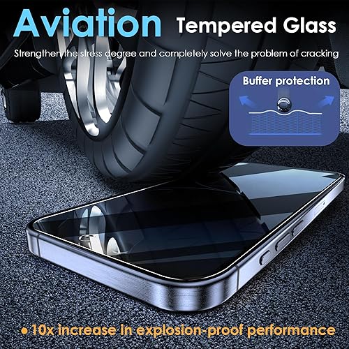 Miniatura 3 de YMHML Paquete de 2 protectores de pantalla de privacidad para iPhone 15 Pro iPhone 16iPhone 15, vidrio templado, antiespía, accesorios de película