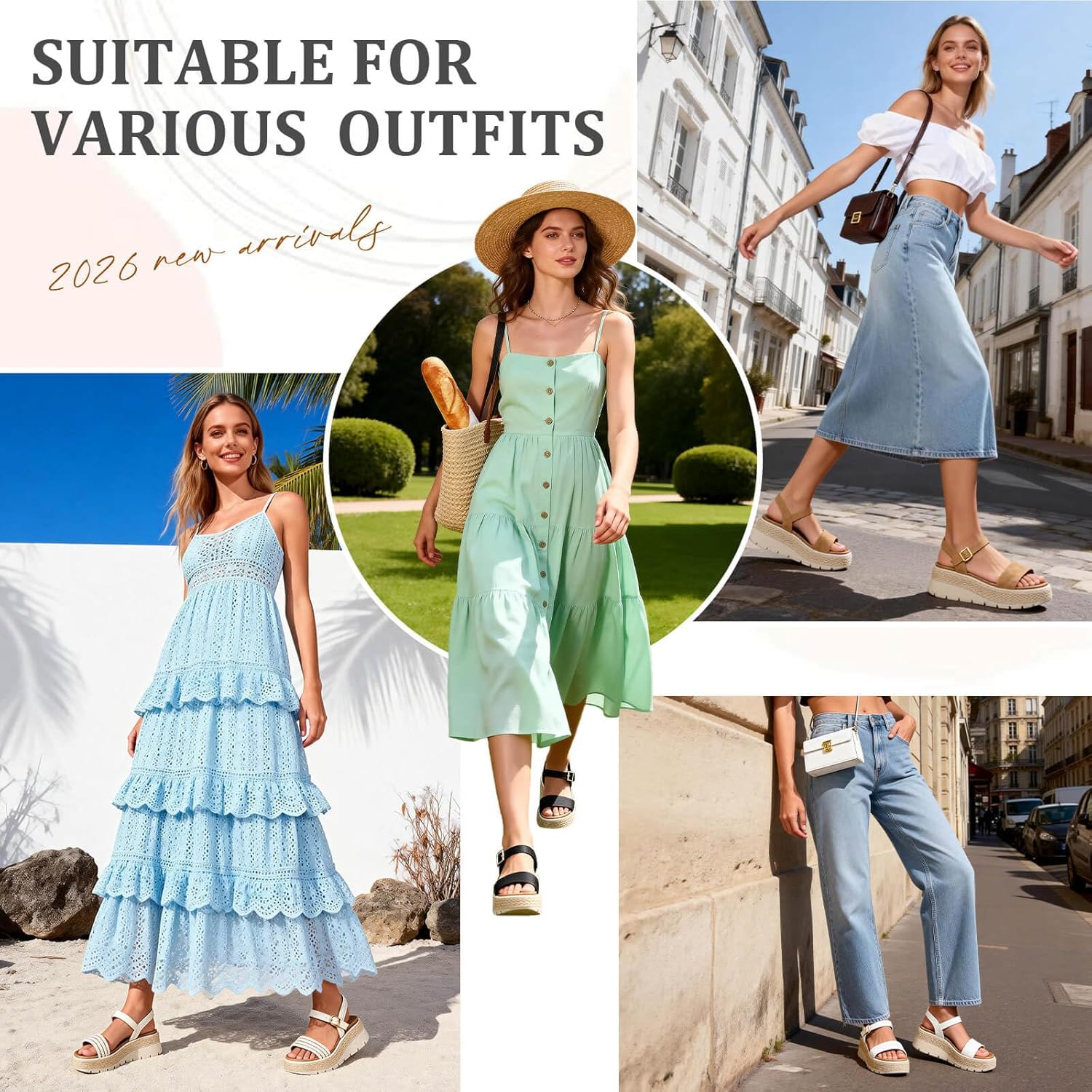 GoodValue Womens Platform Espadrille Wedge Sandals Open Toe Adjustable Ankle Strap Comfortable Flatform Sandals - Image 6