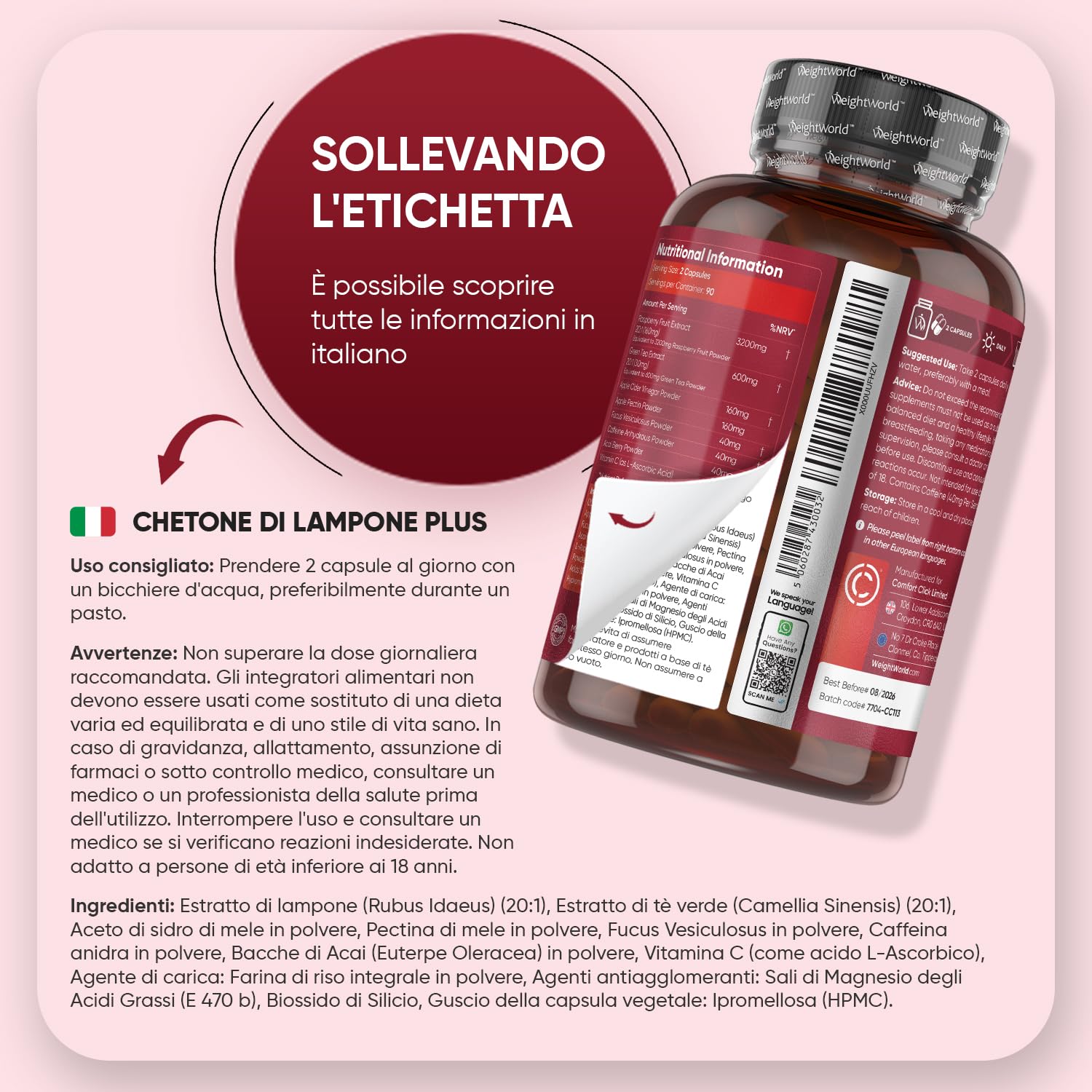 Chetoni Esogeni Plus da 4280mg in 180 Capsule Vegane, Estratto 20:1 di Chetoni di Lampone Complex con Vitamina C, Aceto di Mele, Te Verde, Acai e Caffeina Anidra, Senza Glutine né OGM, Prodotto in UK