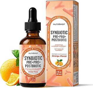 Synbiotic Liquid Drops - Probiotic Prebiotic & Postbiotic Supplement for Adults Kids Ages 4+ - Daily Synbiotic for Gut Health Digestive & Immune Support - Vegan Gluten-Free Sugar-Free 2 fl oz