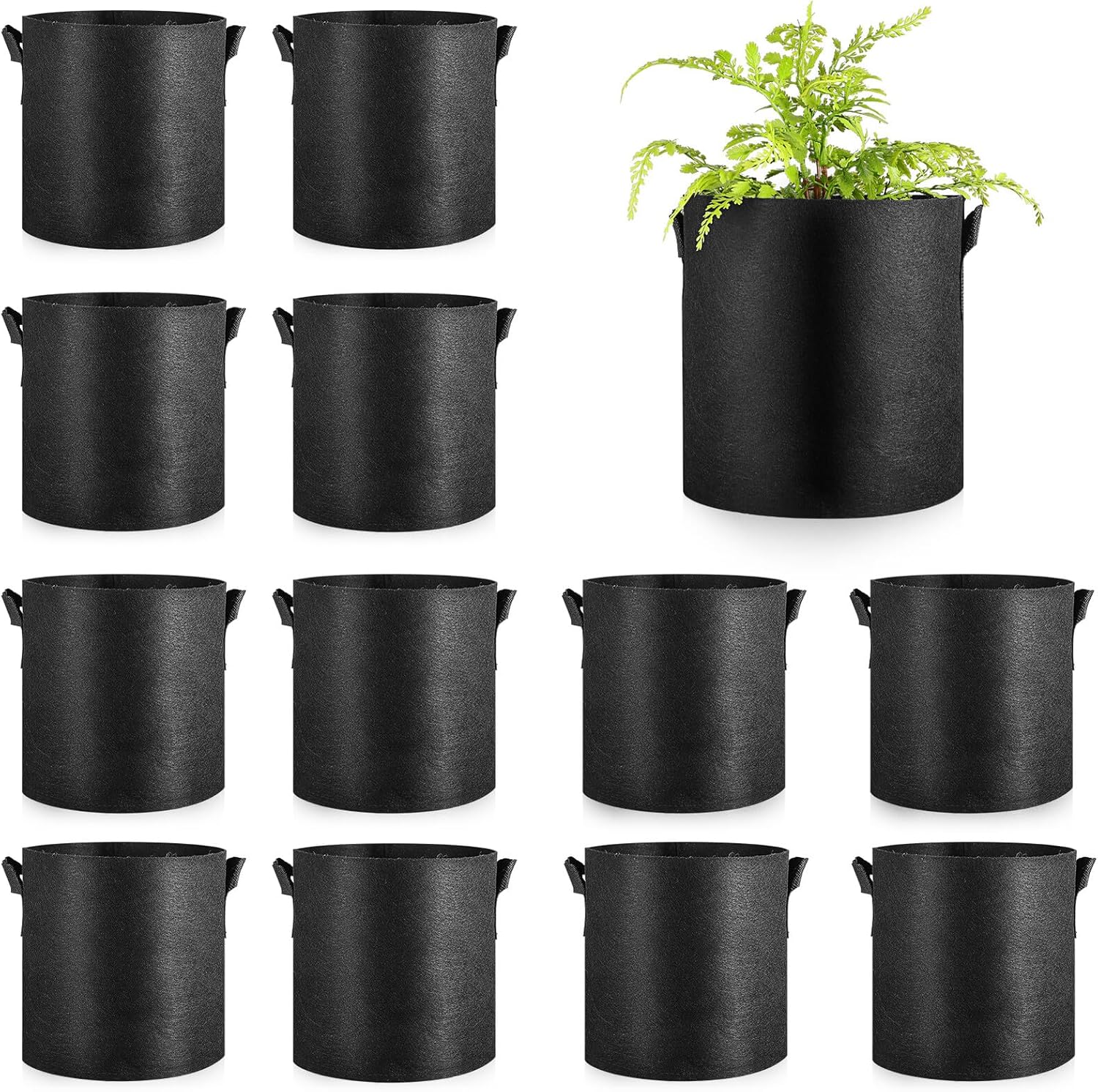 FRCOLOR 12 Pcs Plant Grow Bags 3 Gallon Black Non-Woven Fabric Pots with Handles for Vegetable and Potato Cultivation Gardening Planters Random Style