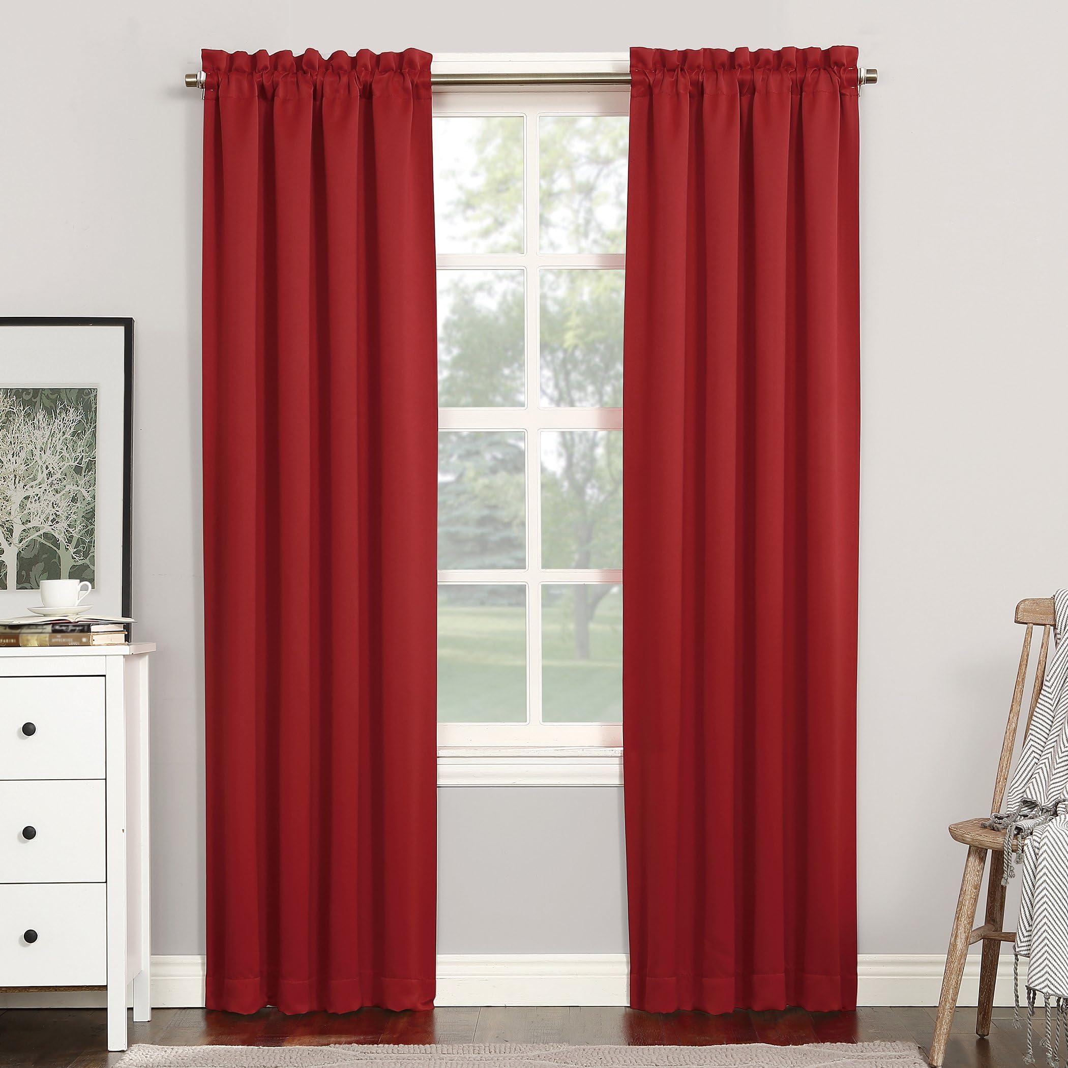 Easton Energy Saving Blackout Rod Pocket Curtain Panel, 40" x 84", Red