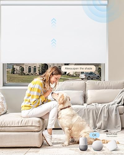 Miniatura 4 de Persianas enrollables motorizadas, persianas motorizadas opacas con control remoto, compatibles con Alexa, 48 pulgadas de ancho x 72 pulgadas de