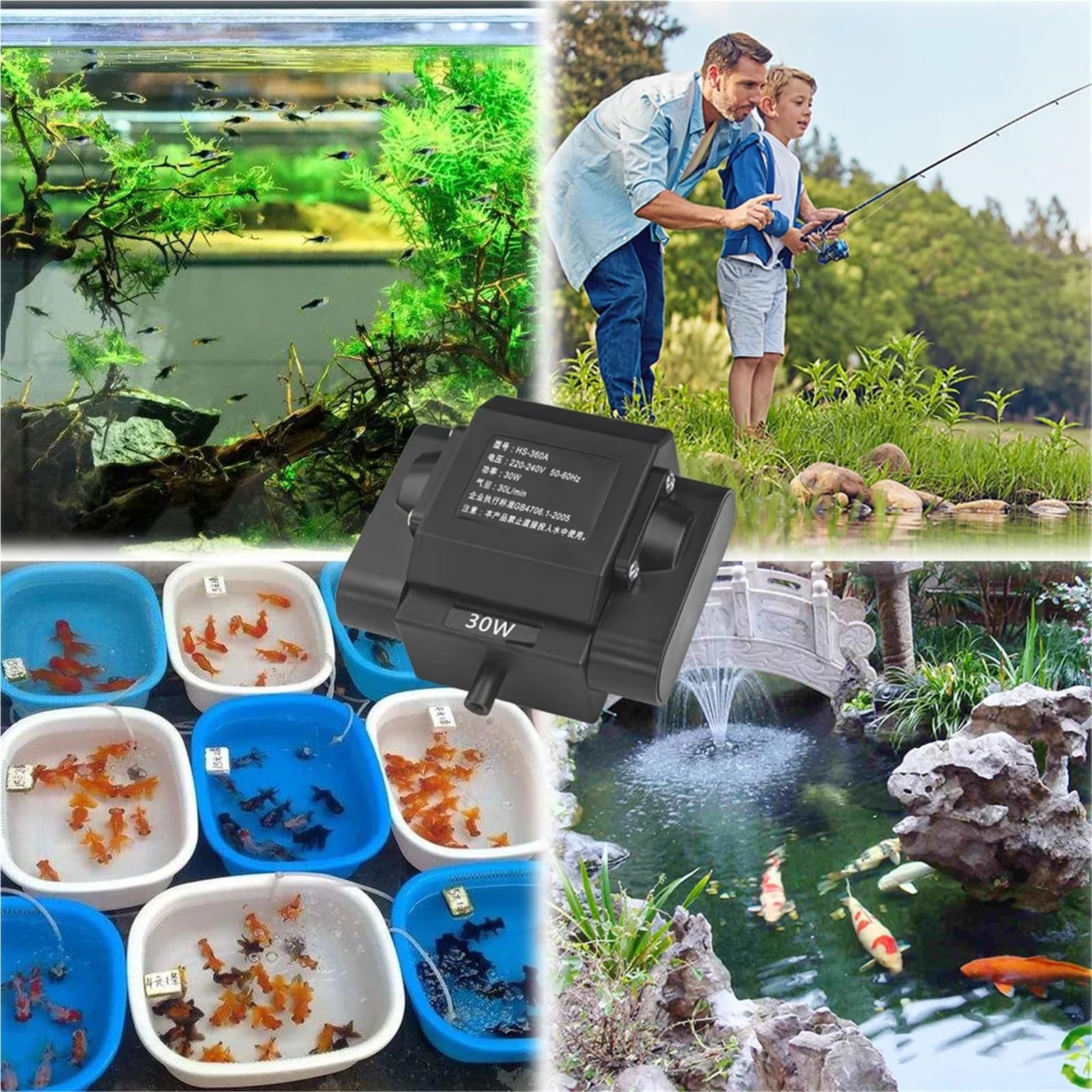 Akwarium Pompa Powietrza Ryby Aerator Tlenu Piwnica Akwarium Hydroponiczna 4 Wyloty Pompa Powietrza Bubbler Z Akcesoriami Fish Tank