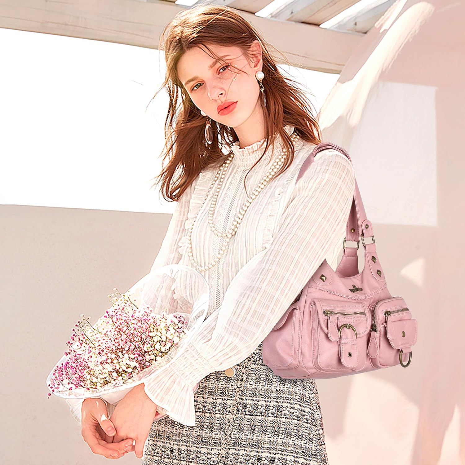 Angel Kiss Hobo Bags for Women Shoulder Bag Shoulder Purses and Handbags Vegan Leather Hobo Handbags Crossbody Bags - Image 3