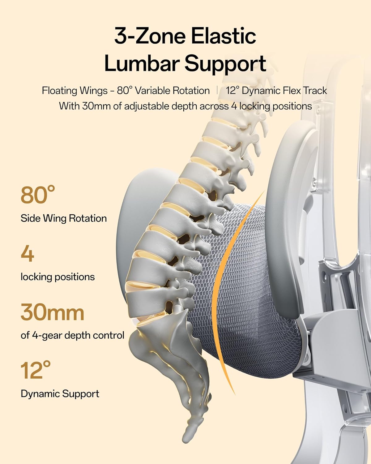 Hbada E3 Air 2026 Ergonomic Office Chair, 3-Zone Lumbar Support, Comfy Home Office Chair with Auto Recline, 4D Headrest & Armrests, 140° Tilt for Work & Relax, Grey with Footrest thumbnail