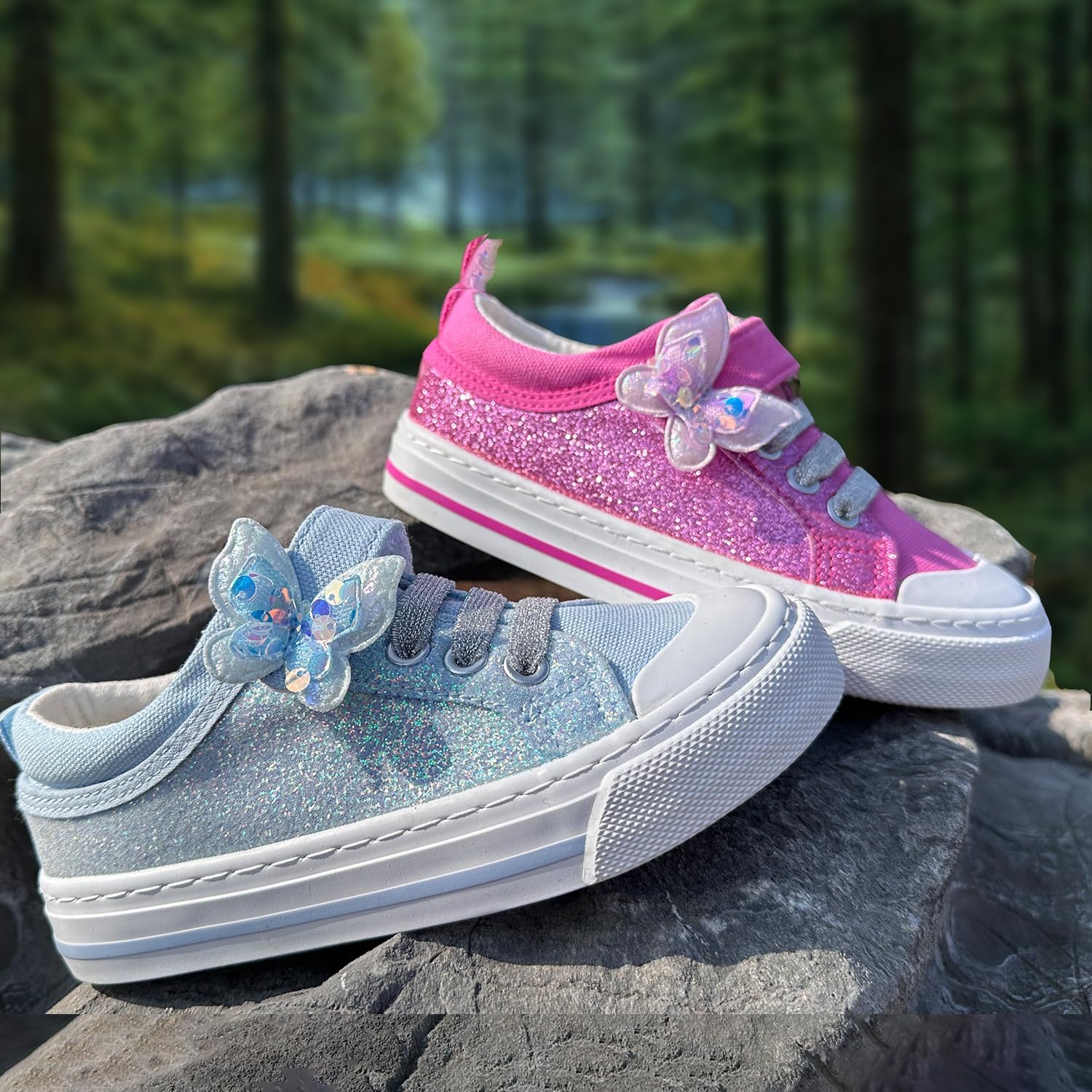 ToandonToddler Kids Sneakers Sparkle Fashion Glitter Sequins Canvas Shoes - Image 2