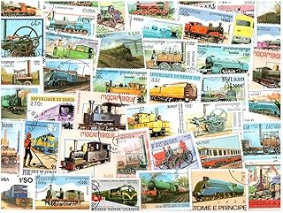 Locomotives Trains Railway & Railroad : 50 Different Stamps Collection Mixture Packet Stamps for Collectors