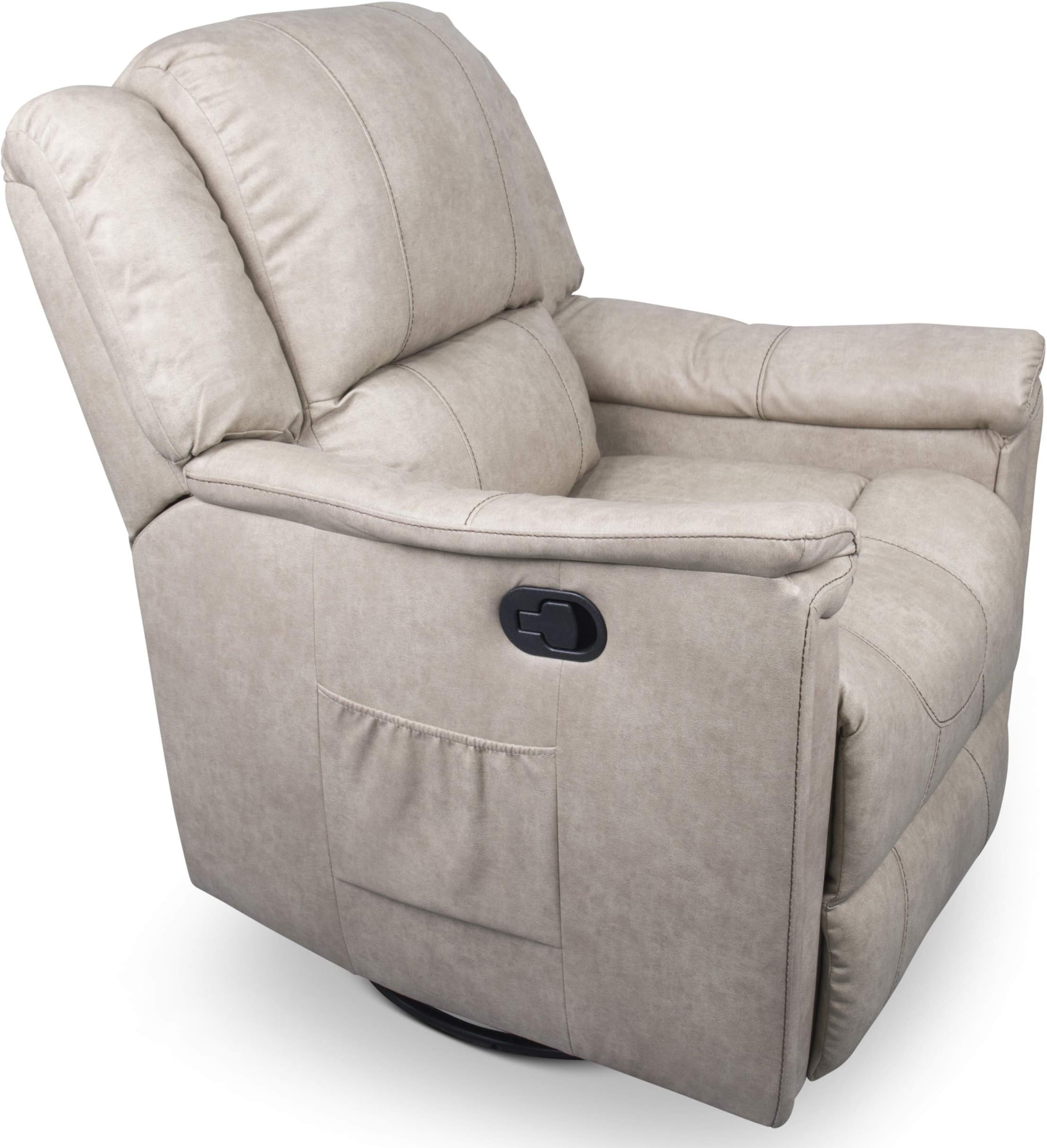 Thomas Payne 380402 Grantland Doeskin 2-Arm Swivel Glider Recliner with Heat & Wand