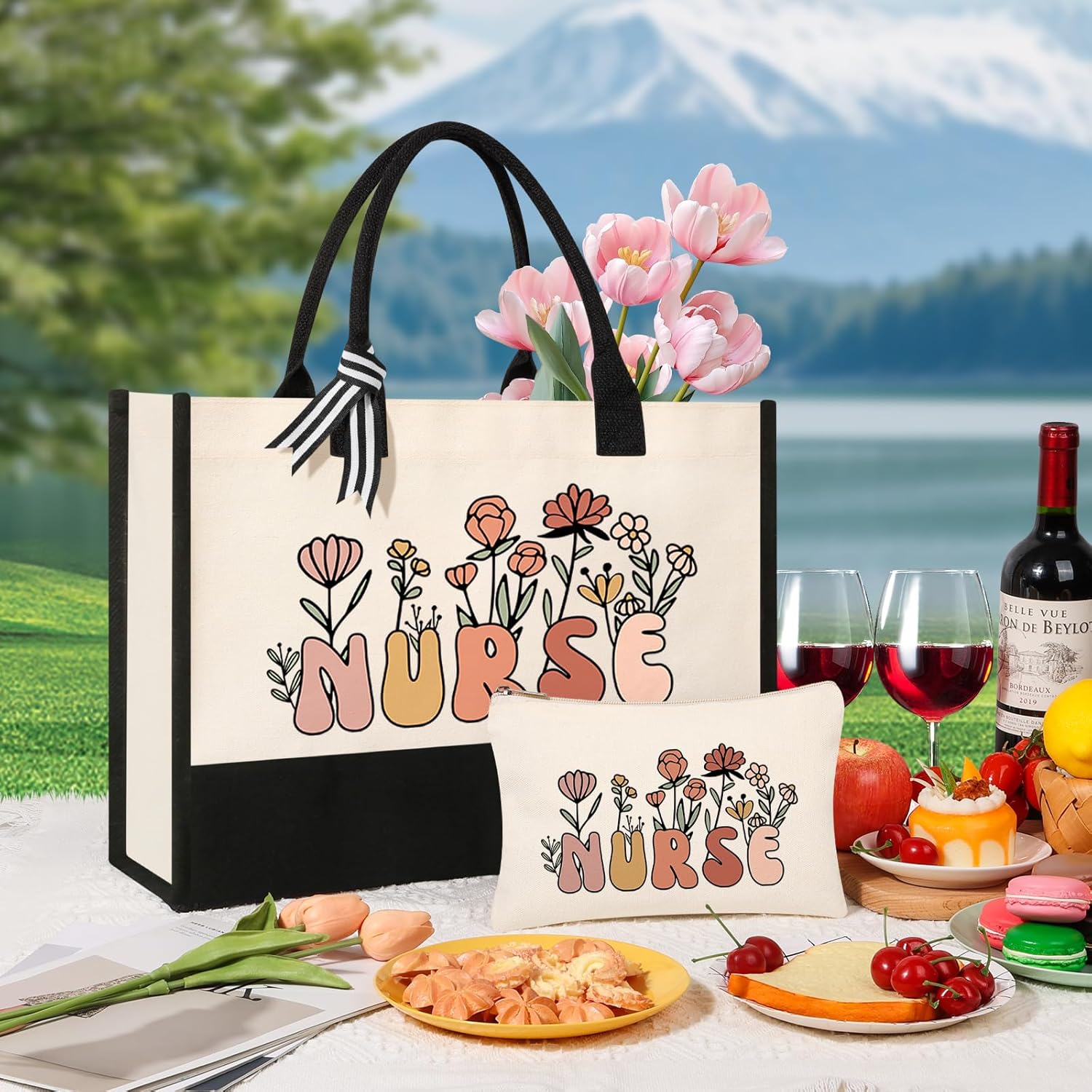 Nurse Tote Bag Set - Beige, Medium (15" x 4" x 12") for Nurses, Thoughtful & Practical, Durable & Lightweight, Versatile for Any Occasion - Image 3